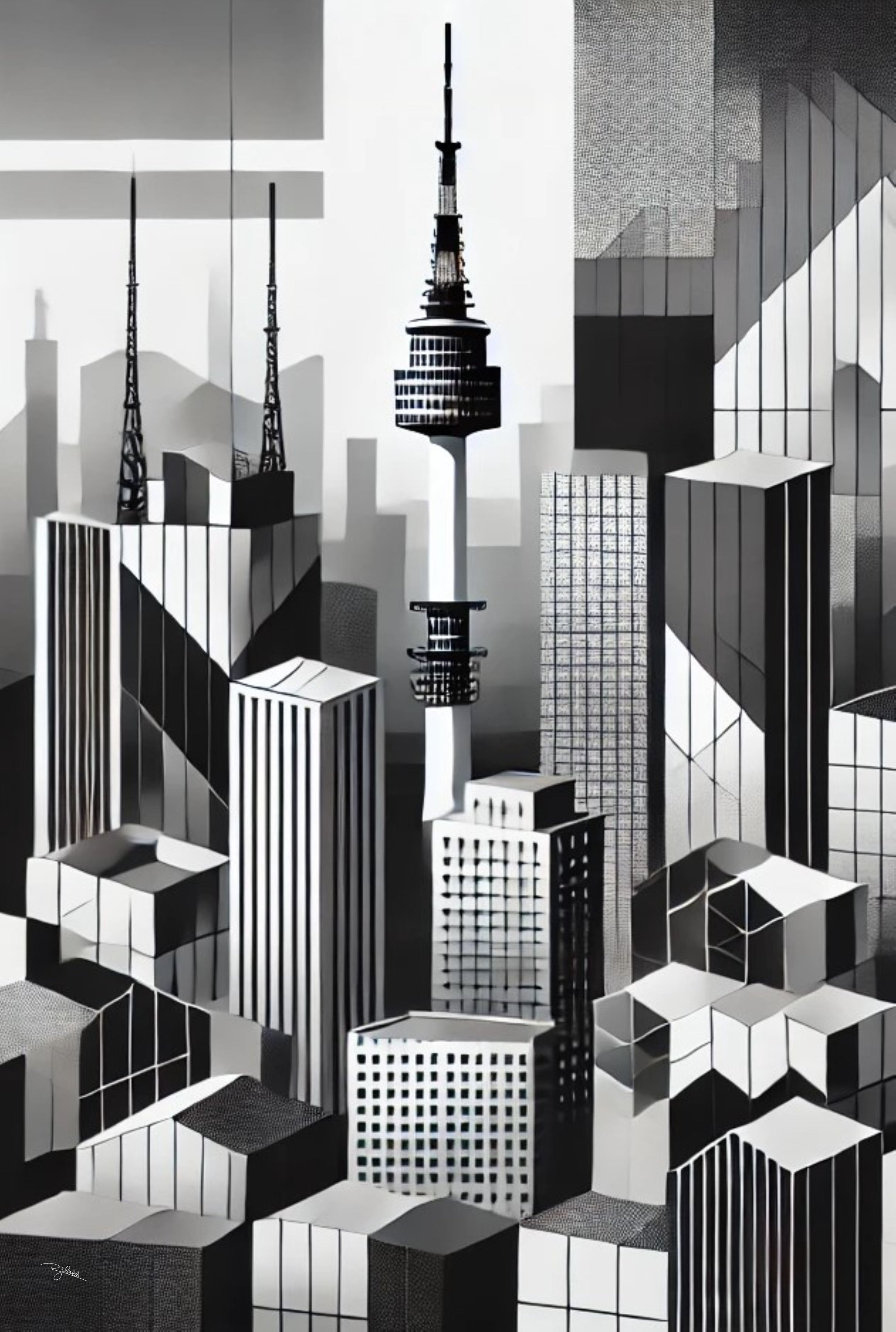 Title: Seoul Silhouettes
Description: A metropolis of ceaseless movement, Seoul Silhouettes captures the bold geometry of the Namsan Tower and futuristic skyline in high-contrast black and white. From ancient palaces to soaring skyscr