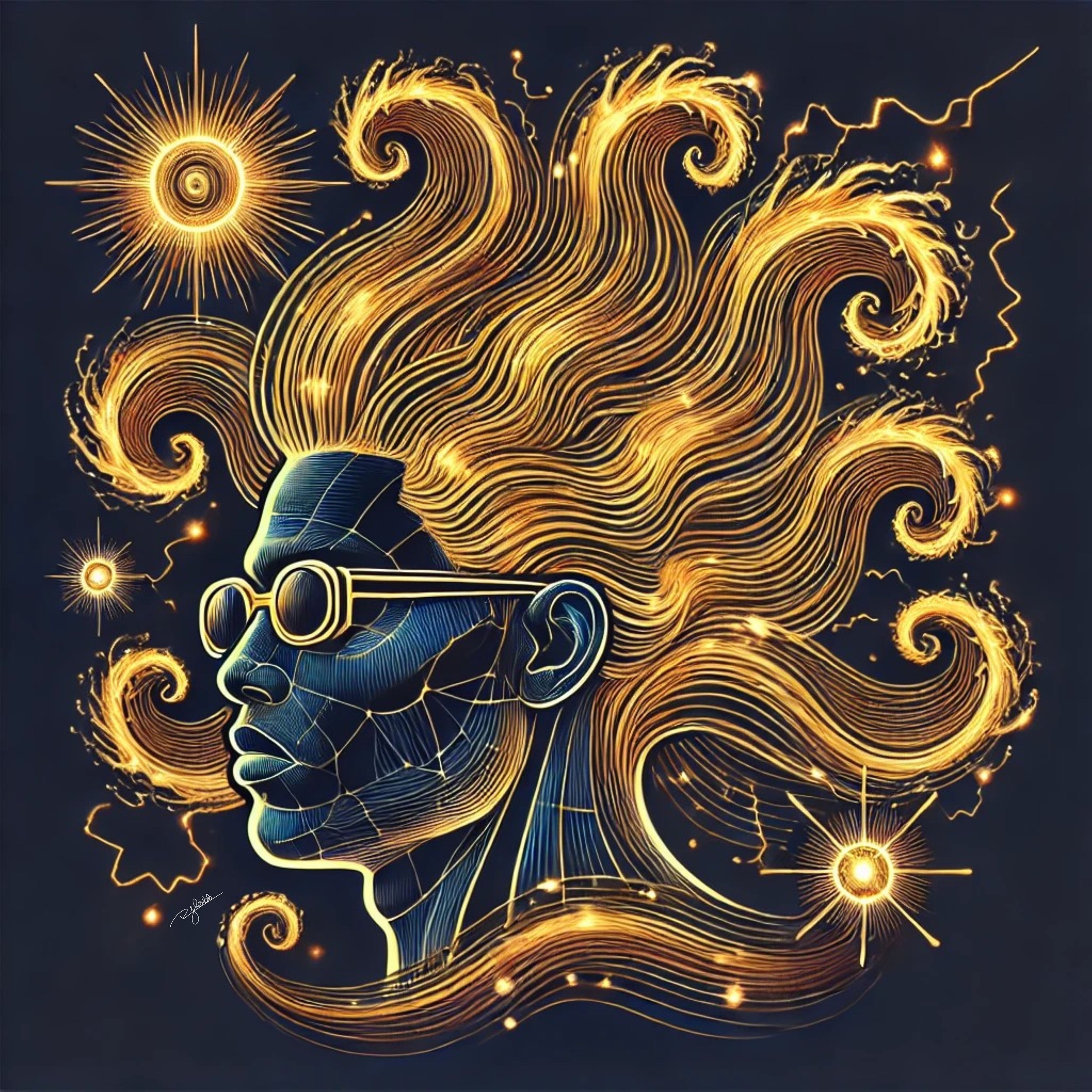 Title: Solar Waves
Description: Undulating with celestial energy, these waves ripple like solar flares across the scalp. Illuminated by the energy of a distant sun, they symbolize both timeless elegance and the pulsating rhythm of an