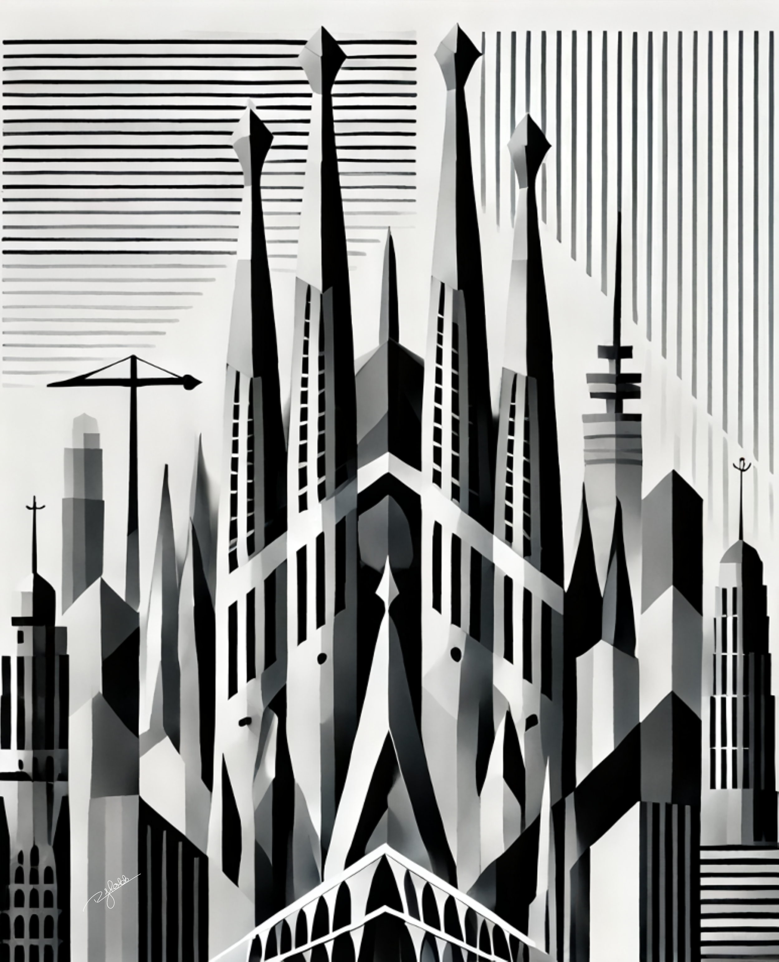 Title: Barcelona Balance
Description: A masterpiece of Gaudí’s dreamlike architecture and sleek Mediterranean modernism, Barcelona Balance fuses the whimsical curves of La Sagrada Família with the structured skyline beyond. A city of