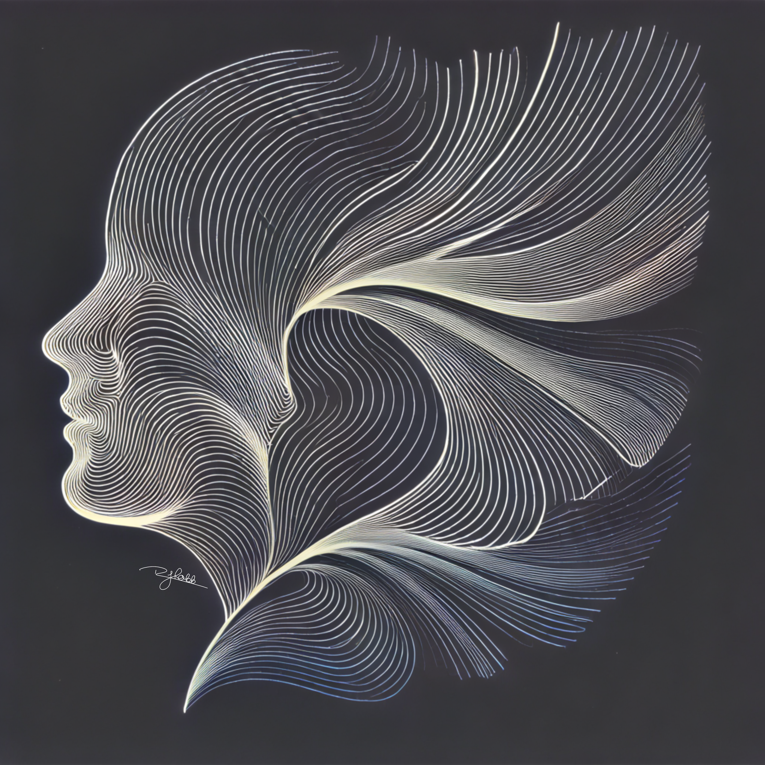 Title: Evolving Thoughts
Description: The mind in motion, Evolving Thoughts is the visual representation of introspection unfolding. Swirls of light and energy mirror the pathways of ideas forming, shifting, and transforming into some