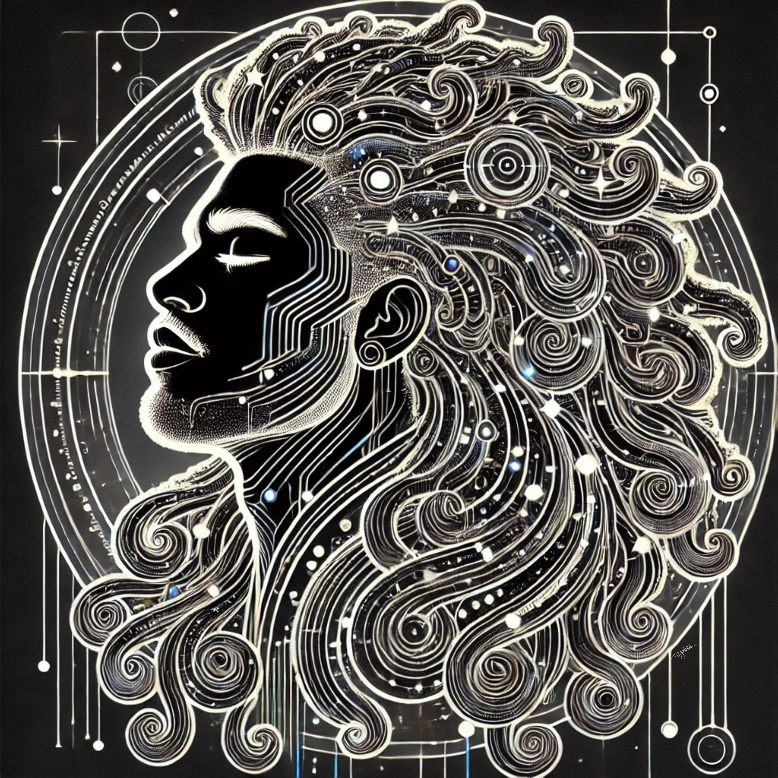 Title: Luminescent Locs
Description: These locks shine with an inner glow, as if woven from strands of stardust and moonlight. Each loc is a symbol of endurance and radiance, proof that Black identity is both ancient and eternally ah