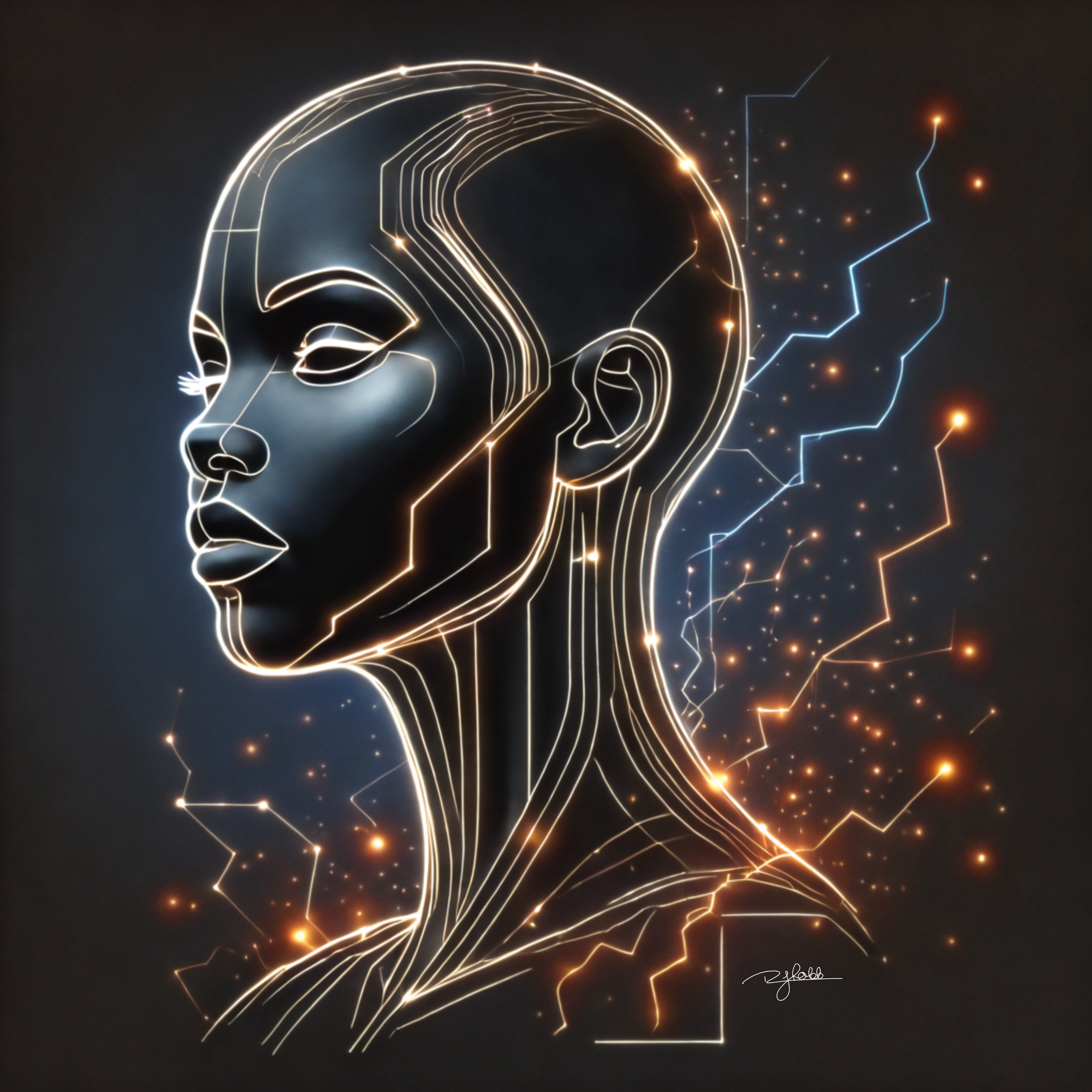 Title: Electrified Fade
Description: Crackling with neon voltage, Electrified Fade is lightning captured in form. Each edge glows like a circuit board transmitting pure energy, cutting through the night like a cybernetic beacon. It is