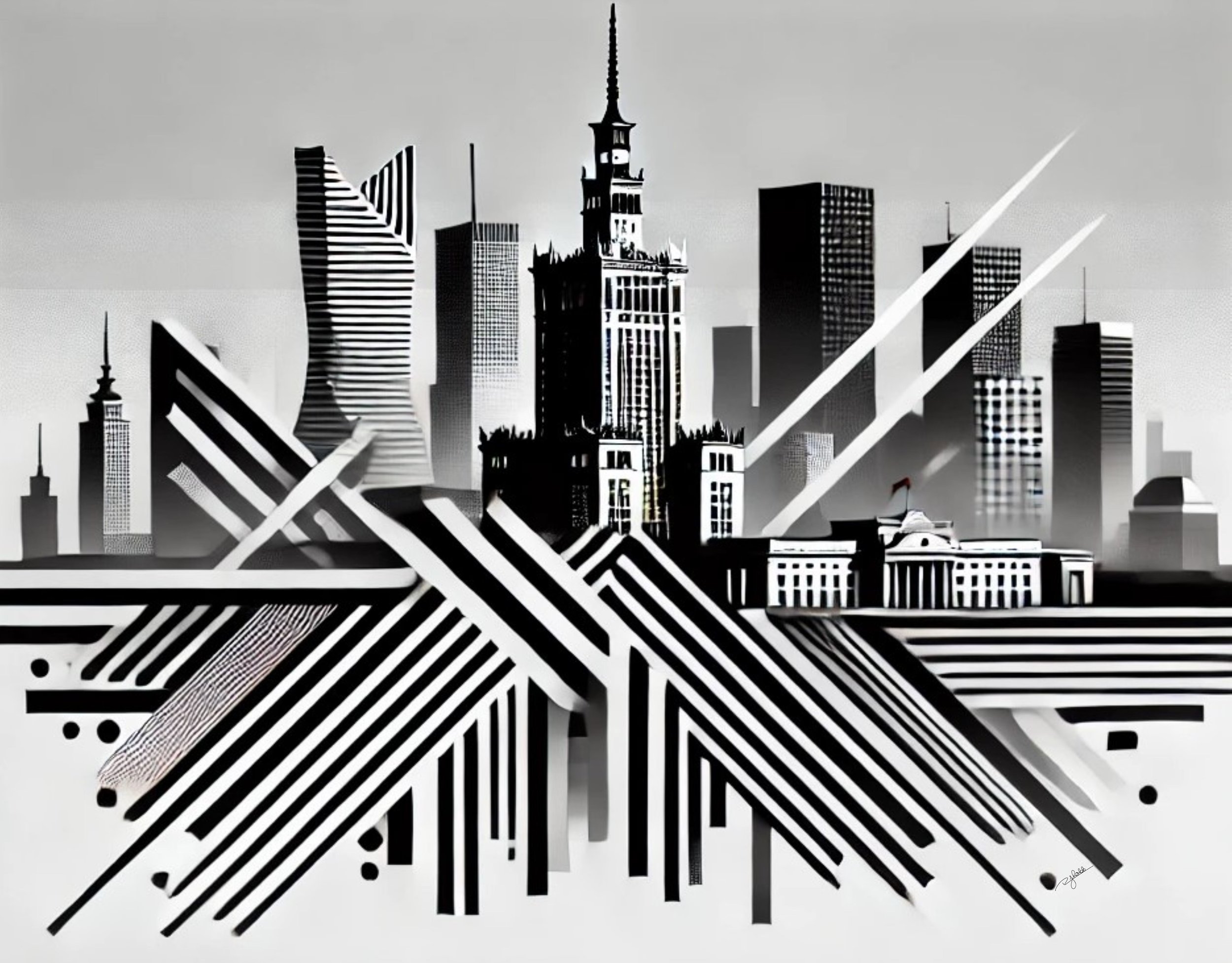 Title: Warsaw Wonders
Description: A testament to resilience and rebirth, Warsaw Wonders portrays the Polish capital’s skyline in deep monochrome drama. The towering Palace of Culture and Science stands at the heart of a city where hi