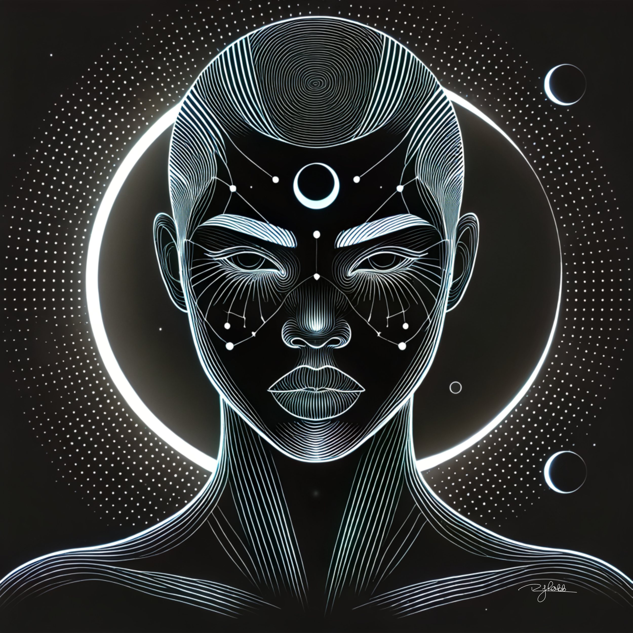Title: Eclipse Fade
Description: A masterpiece of contrast, Eclipse Fade mirrors the celestial dance between light and shadow, with smooth gradients shifting into deep cosmic blacks. It is a study in balance, where sharp edges meet i
