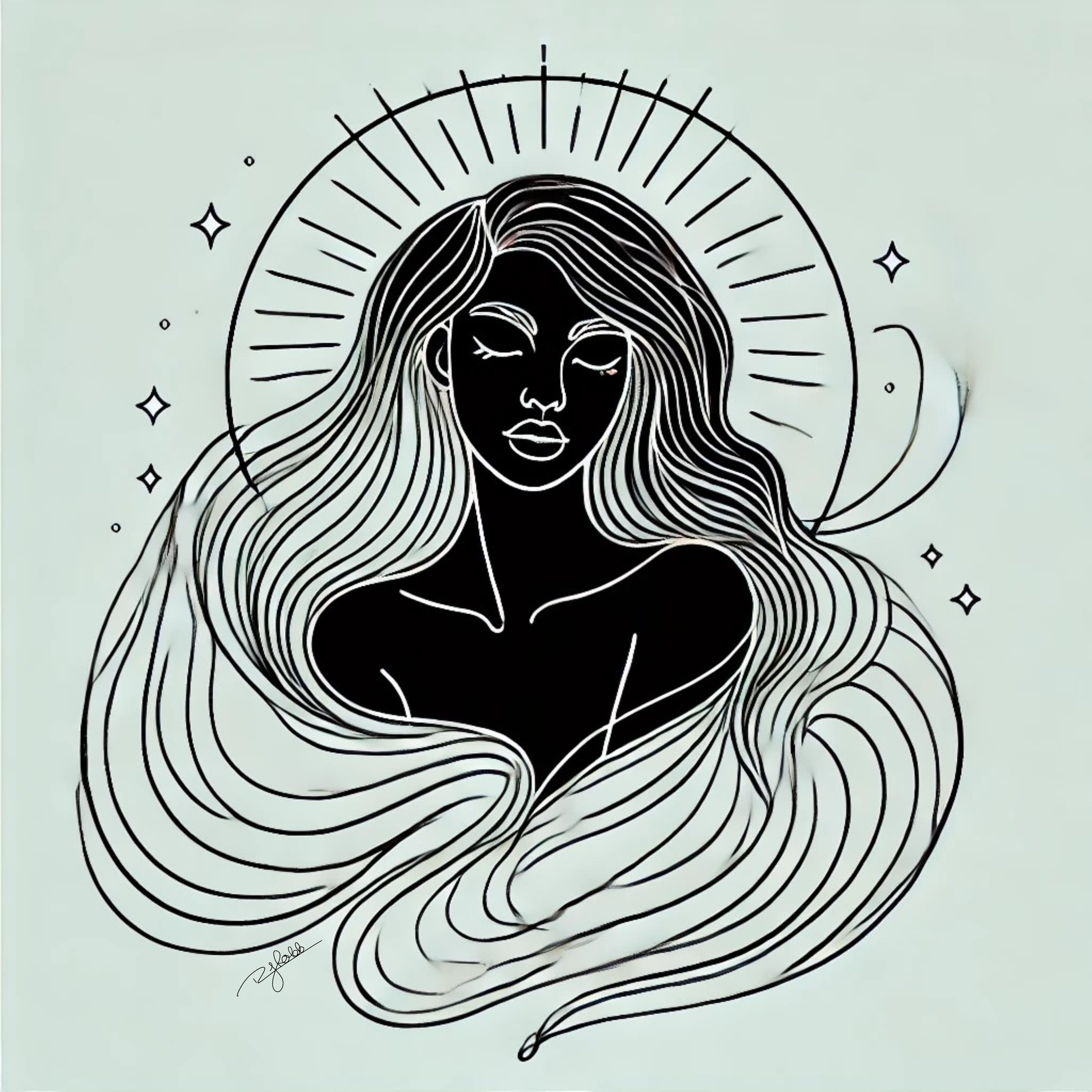 Title: Celestial Glow
Description: A divine radiance emanates from within, Celestial Glow captures a woman who embodies the cosmos itself. Stars align in her presence, drawn to the quiet but undeniable power she holds. She exists in ha