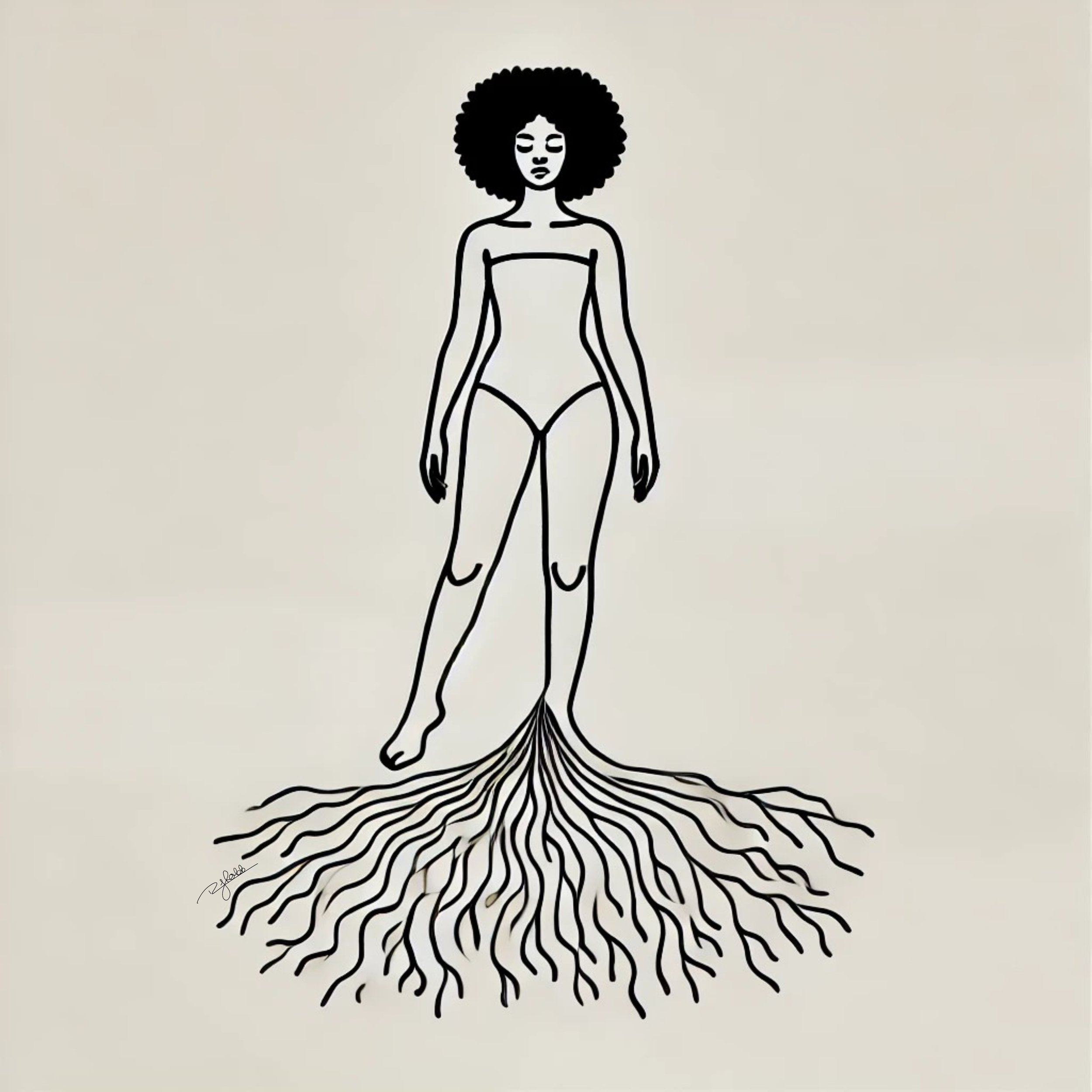 Title: Rooted in Strength
Description: Like the deepest roots of an ancient tree, Rooted in Strength cannot be shaken. She draws power from her foundation, grounding herself in history while reaching for the limitless sky. She is both