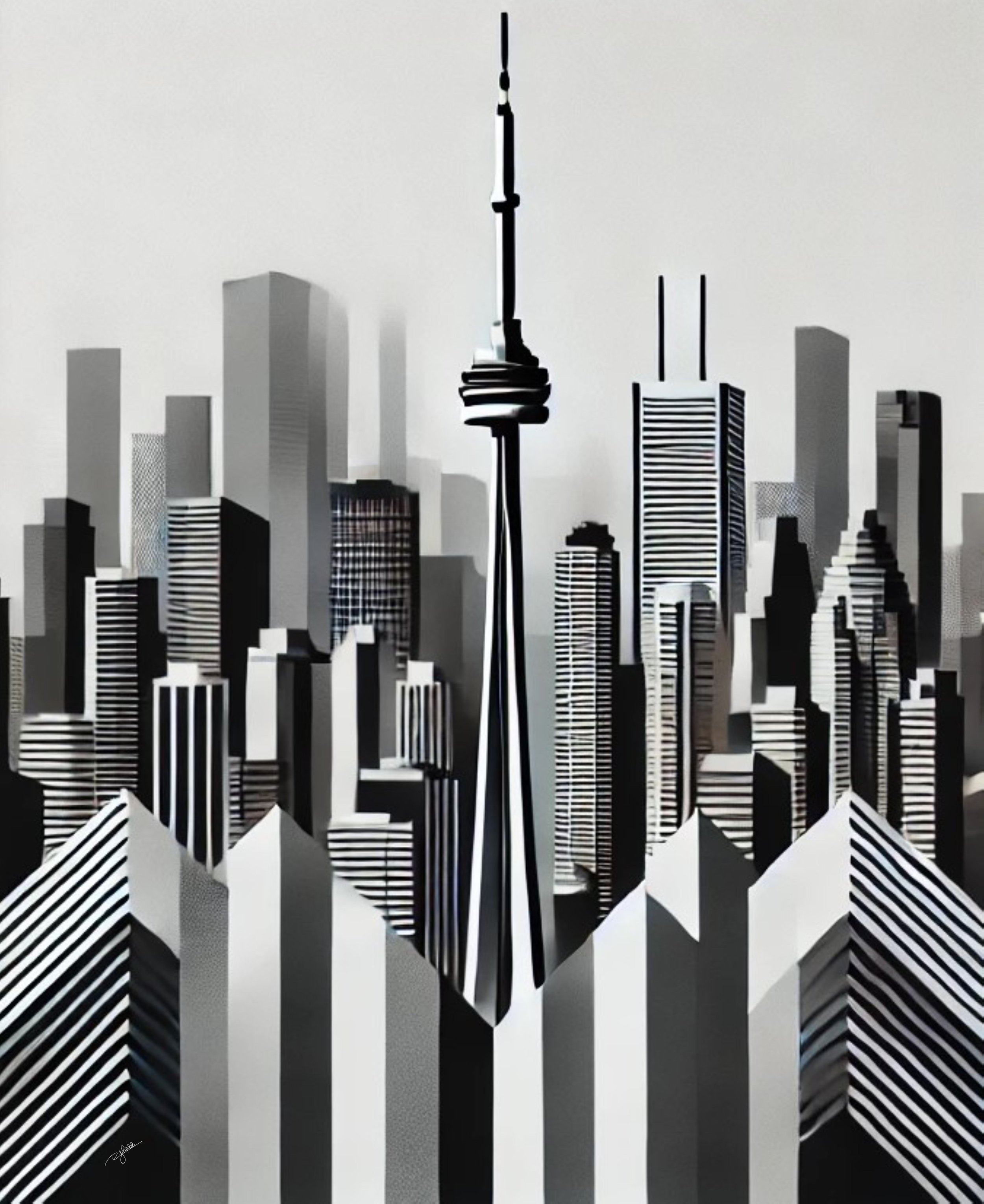 Title: Tokyo Tones
Description: A city where cultures collide and towers reach for the sky, Toronto Tones highlights the sleek edges of the CN Tower and modern skyline. In sharp contrast, the shadows of this Canadian metropolis create