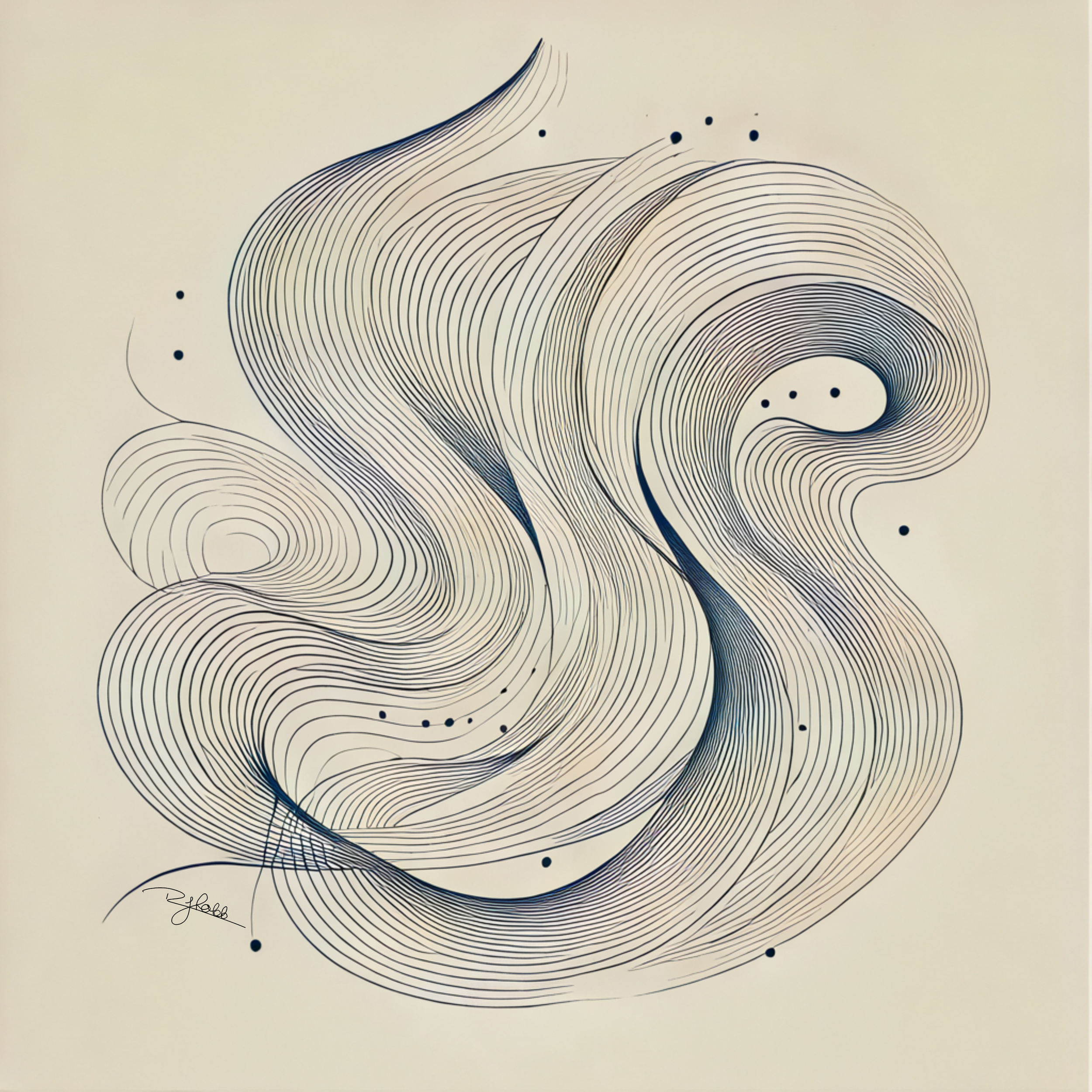 Title: Fluid Motion
Description: Liquid light cascading through the cosmos—Fluid Motion dances between form and formlessness. Like water moving through the void, it follows no set path, yet always finds its way. In its effortless move