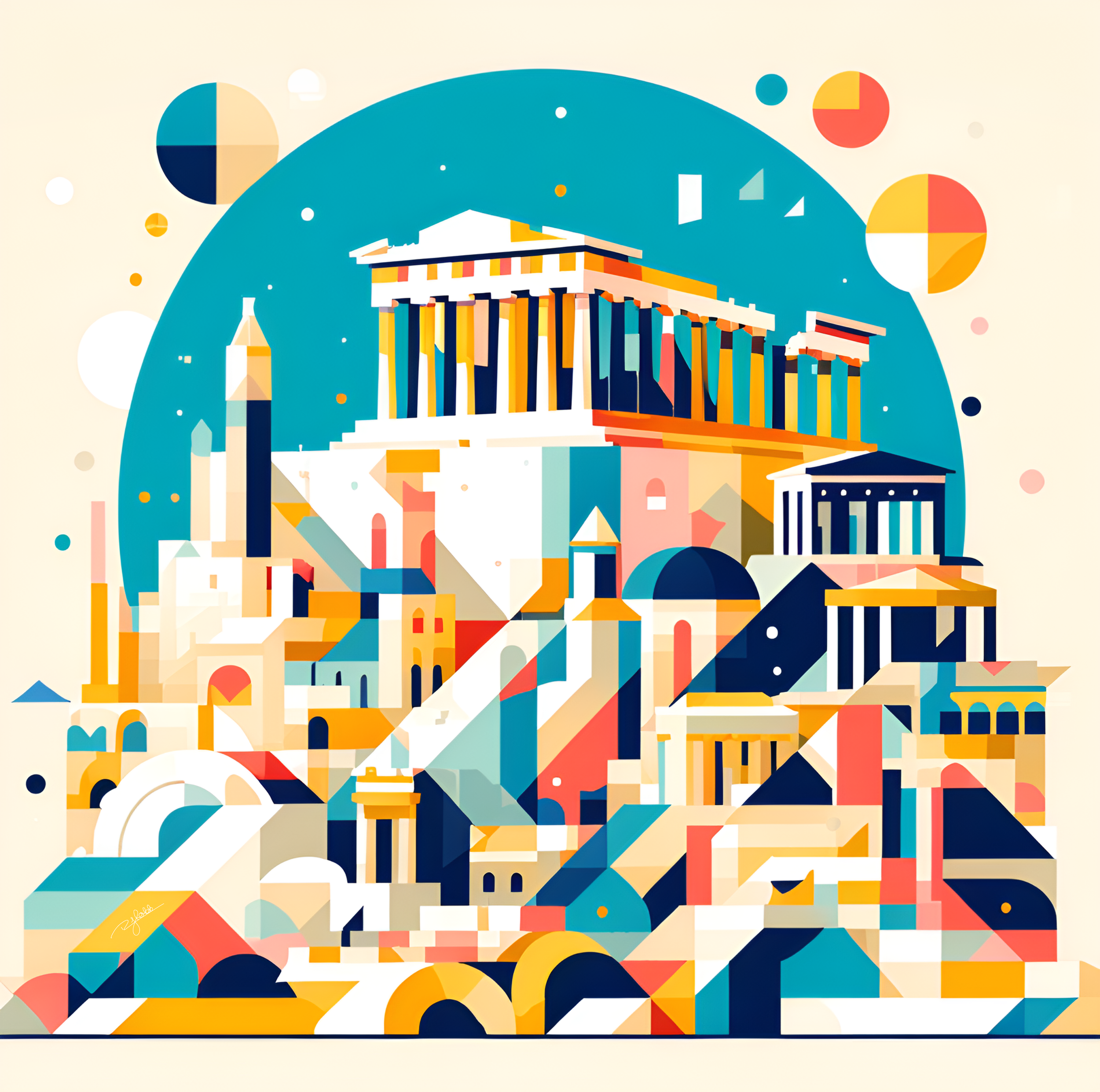 Title: Acropolis Aurora
Description: A temple bathed in celestial light, Acropolis Aurora transforms Athens’ legendary Parthenon into a radiant vision of deep blues, purples, and fiery golds. The birthplace of democracy never looked mo