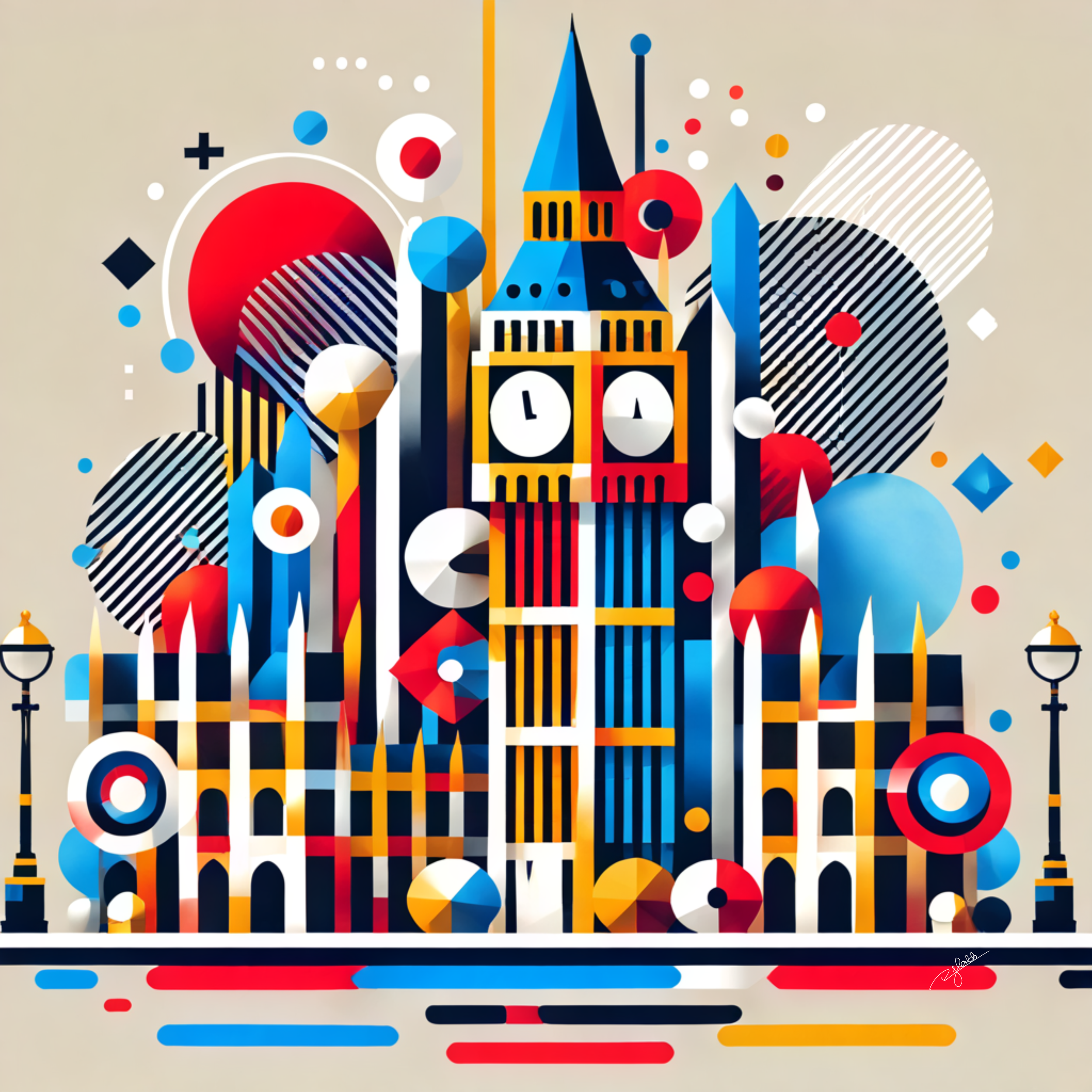 Title: Big Ben Brilliance
Description: A London legend illuminated in vivid prismatic light, Big Ben Brilliance turns the clock tower into a striking display of modern abstraction. The clock face glows, frozen in time, reminding us tha