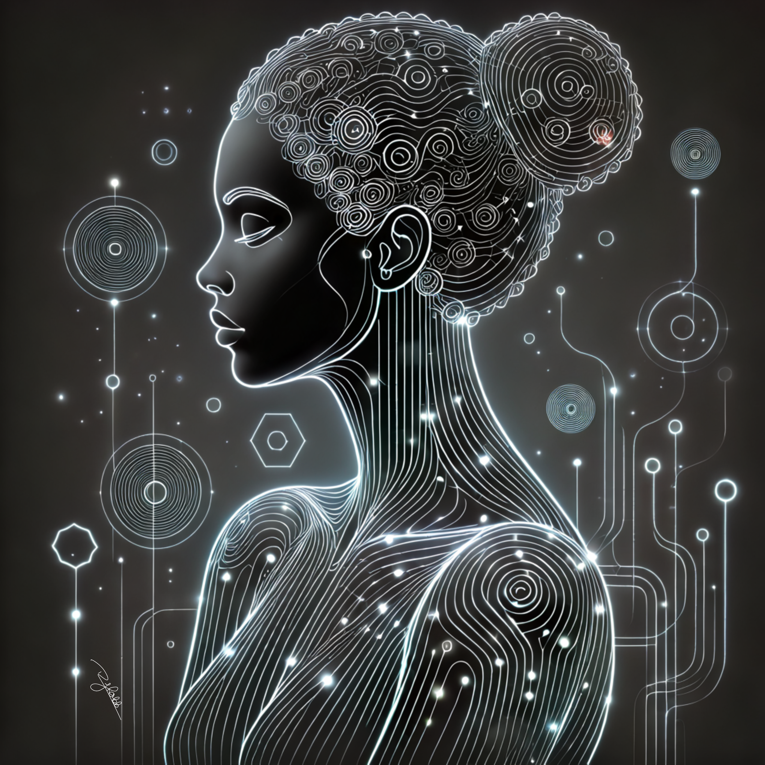 Title: Holographic Twists
Description: A fusion of light and texture, Holographic Twists shimmer between dimensions, catching glimpses of different realities. Each twist refracts neon hues, shifting with every movement as if encoded