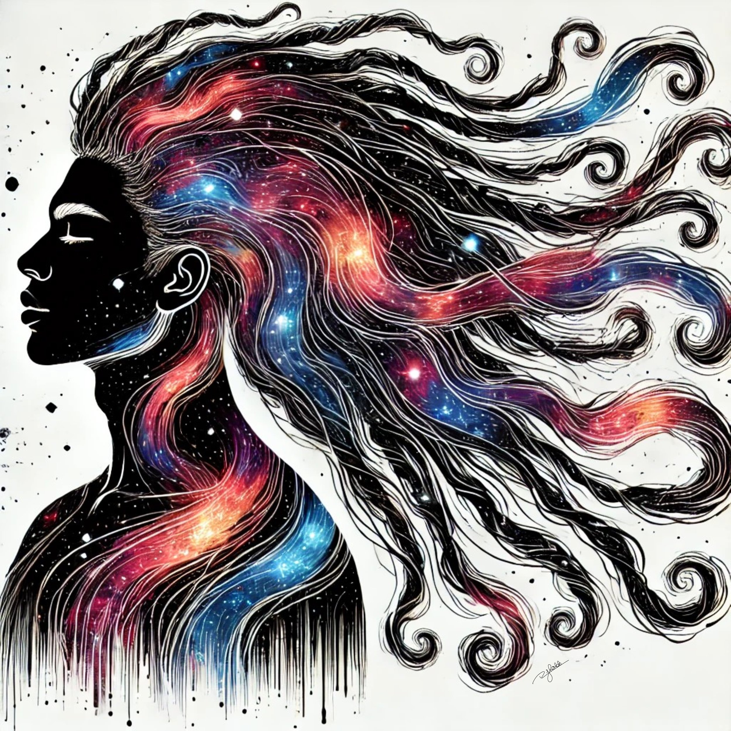 Title: Nebula Locs
Description: Suspended in the cosmic ether, these locs drift like star clusters in the endless void. They are galaxies in themselves—powerful, infinite, and filled with untold stories waiting to unfold.