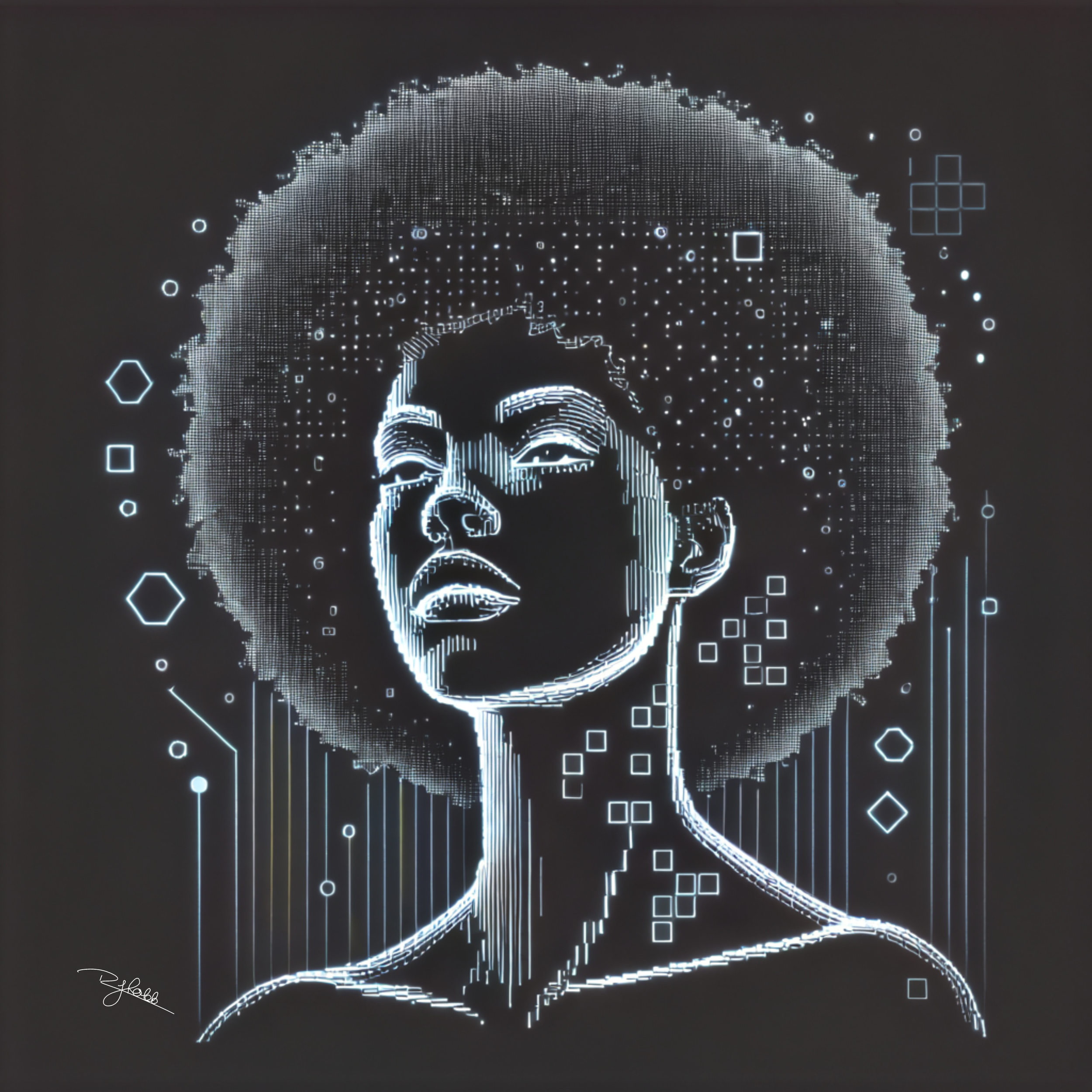 Title: Pixel Fro
Description: A fragmented, glitching anomaly, Pixel Fro flickers between realities, pulsing with cybernetic brilliance. It redefines form, shifting between structured digital perfection and wild organic beauty. A vis