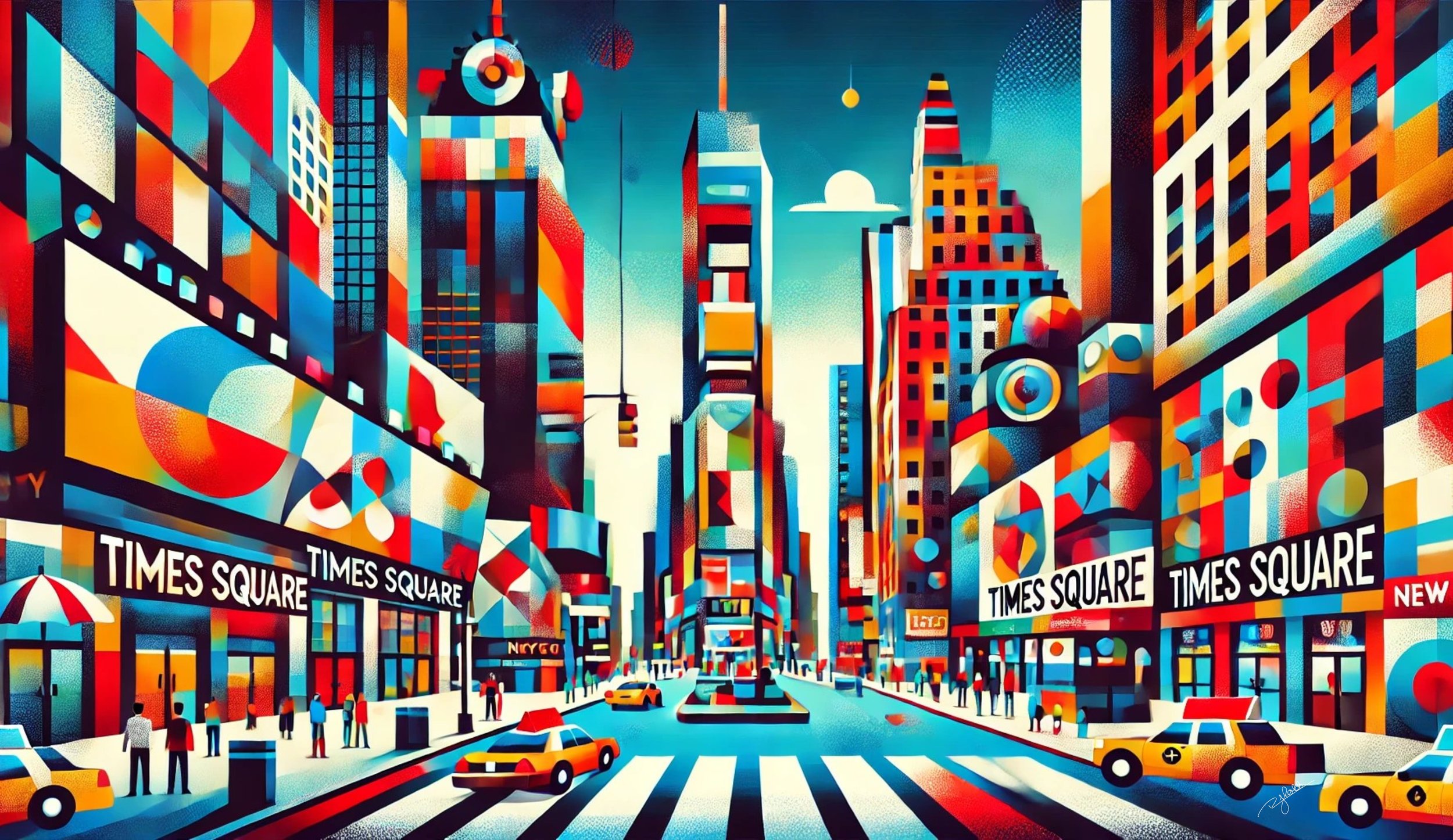 Title: Times Square Technicolour
Description: A neon-lit symphony of colour and movement, Times Square Technicolour captures the electric energy of New York City’s most famous intersection. Shimmering in a chaotic yet harmonious explos