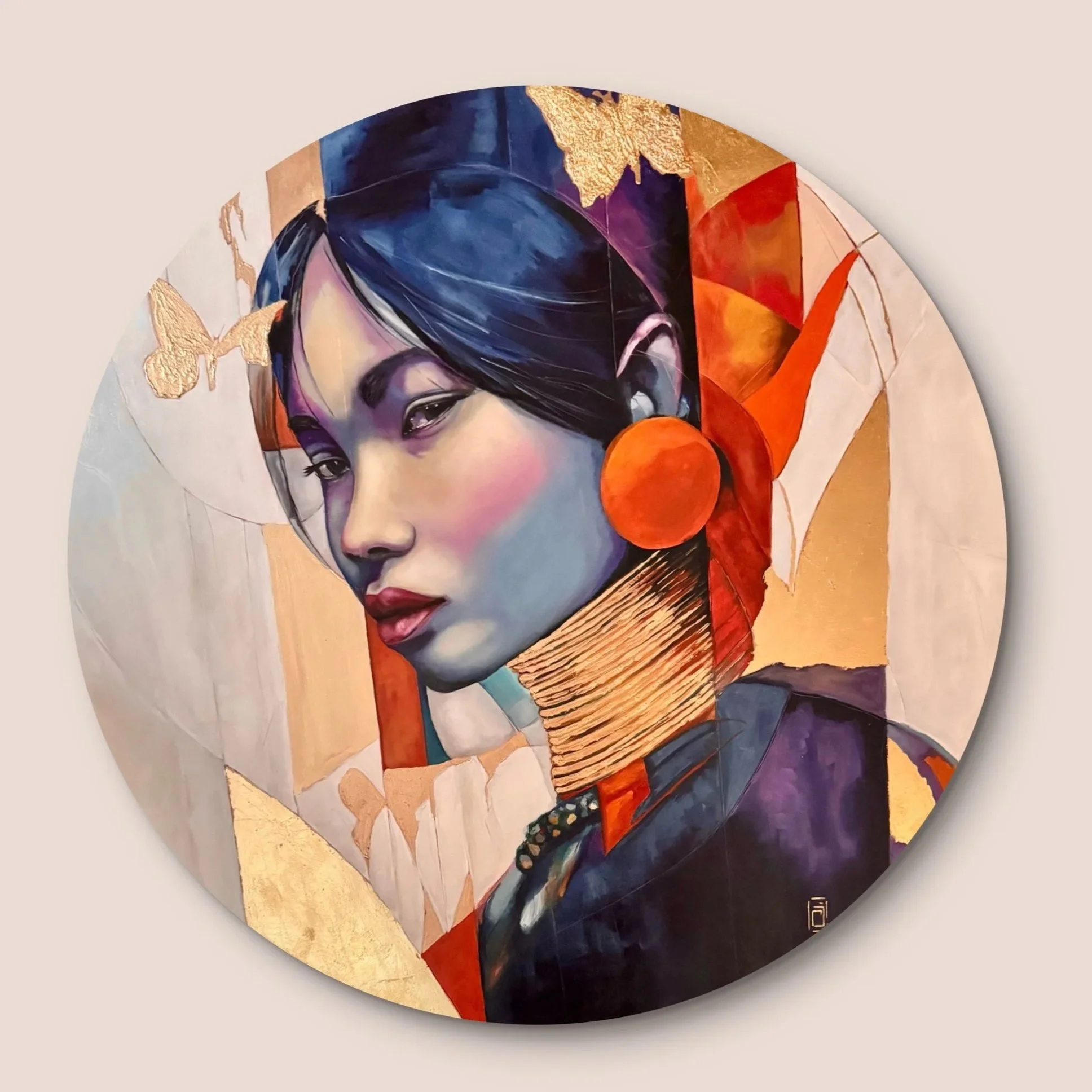 She who holds her lineage | oil on wood panel