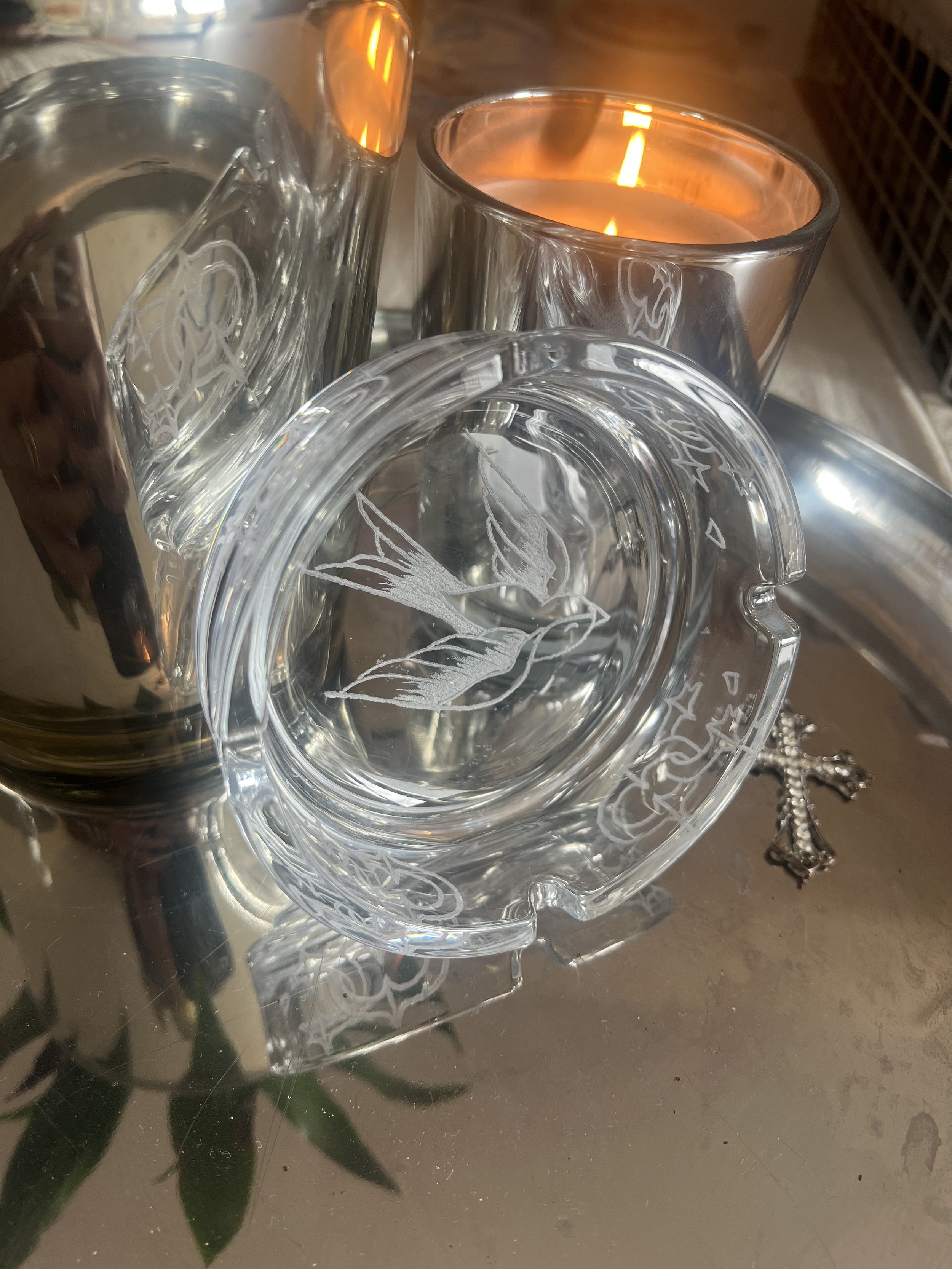 Evil swallow and chain ashtray