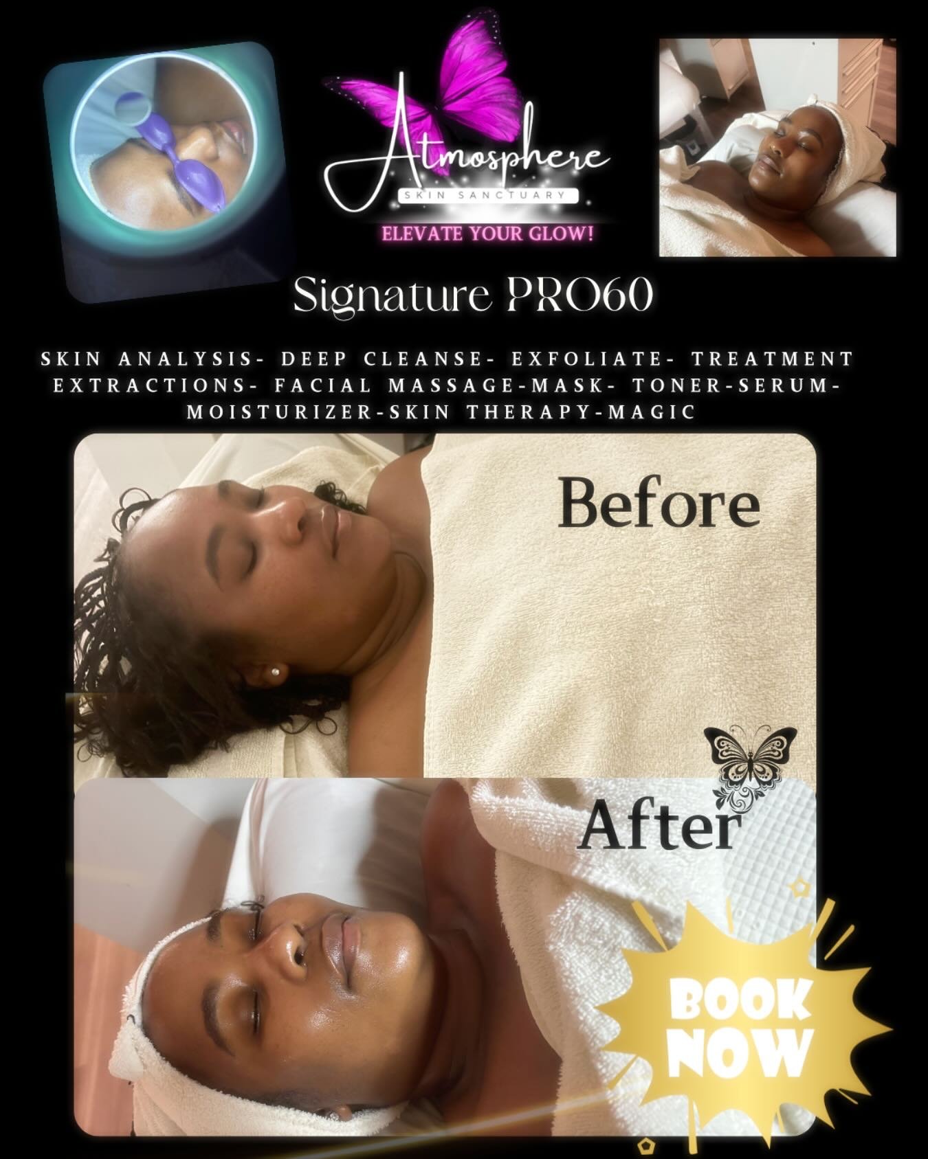 A blissful hour to renew and rejuvenate your GLOW. Watch a waiting for!? Book your session today. www.atmosphere-skin.com/appointments