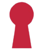 Red keyhole-shaped object