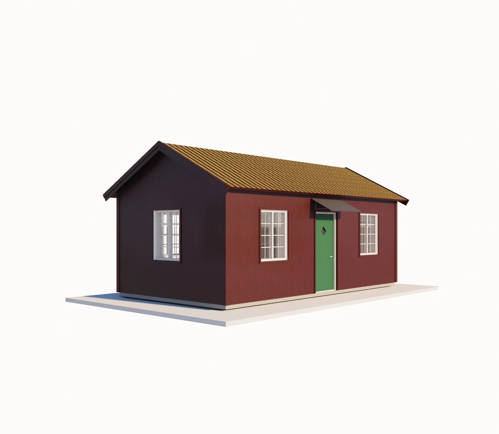 Vilarki huskoncept: Röd stuga. En klassisk röd stuga lämplig som Attefallshus, campingstuga eller fritidshus.