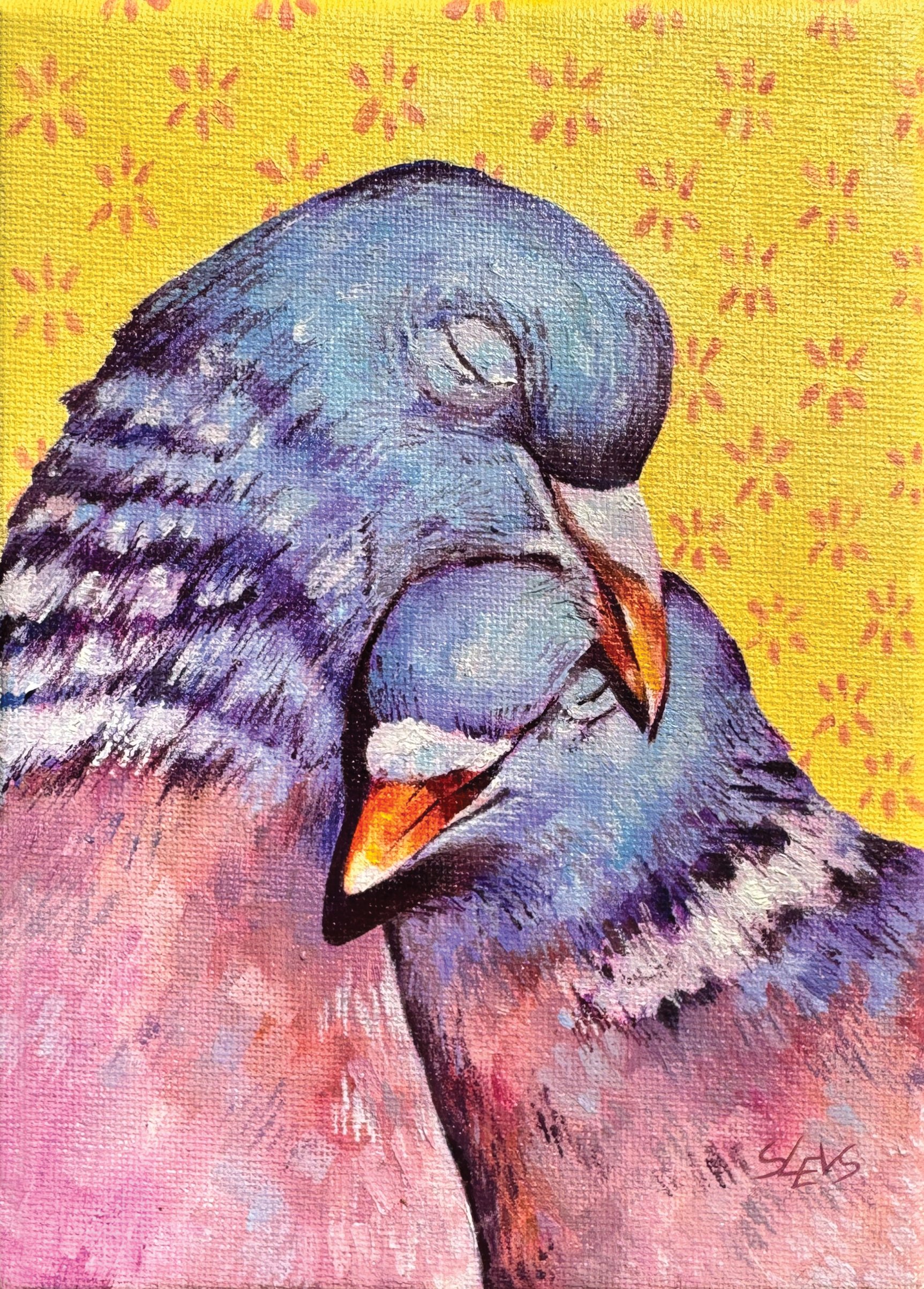 "Lovebirds", 5x7, oil on canvas