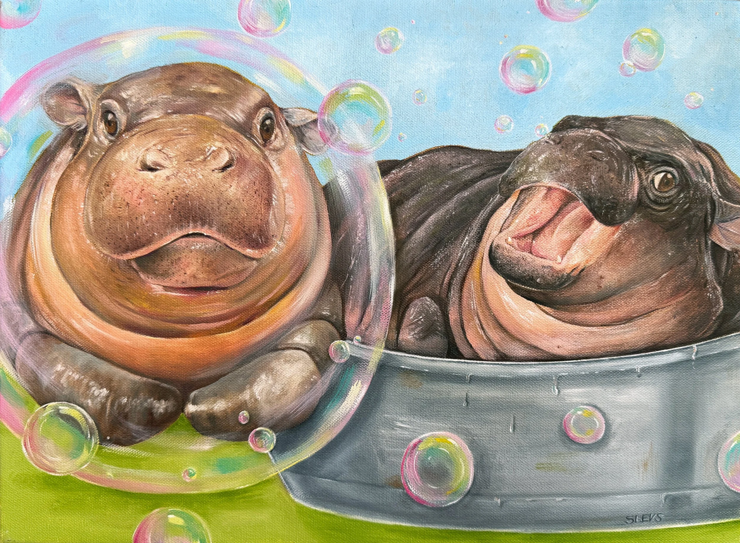 "Bubble Bath Bliss", 12x16, oil on canvas