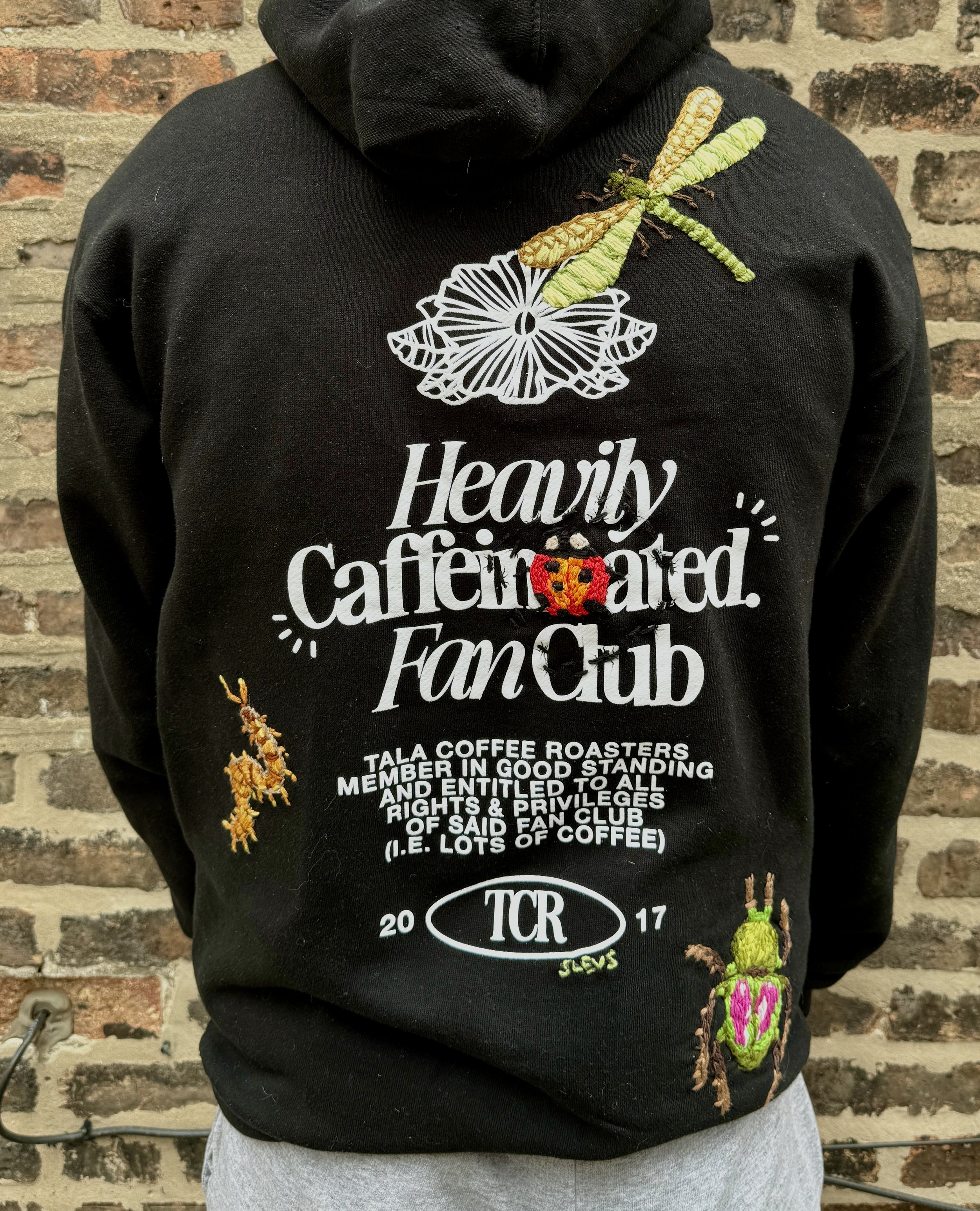 Bug Embroidery on Recycled Hoodie