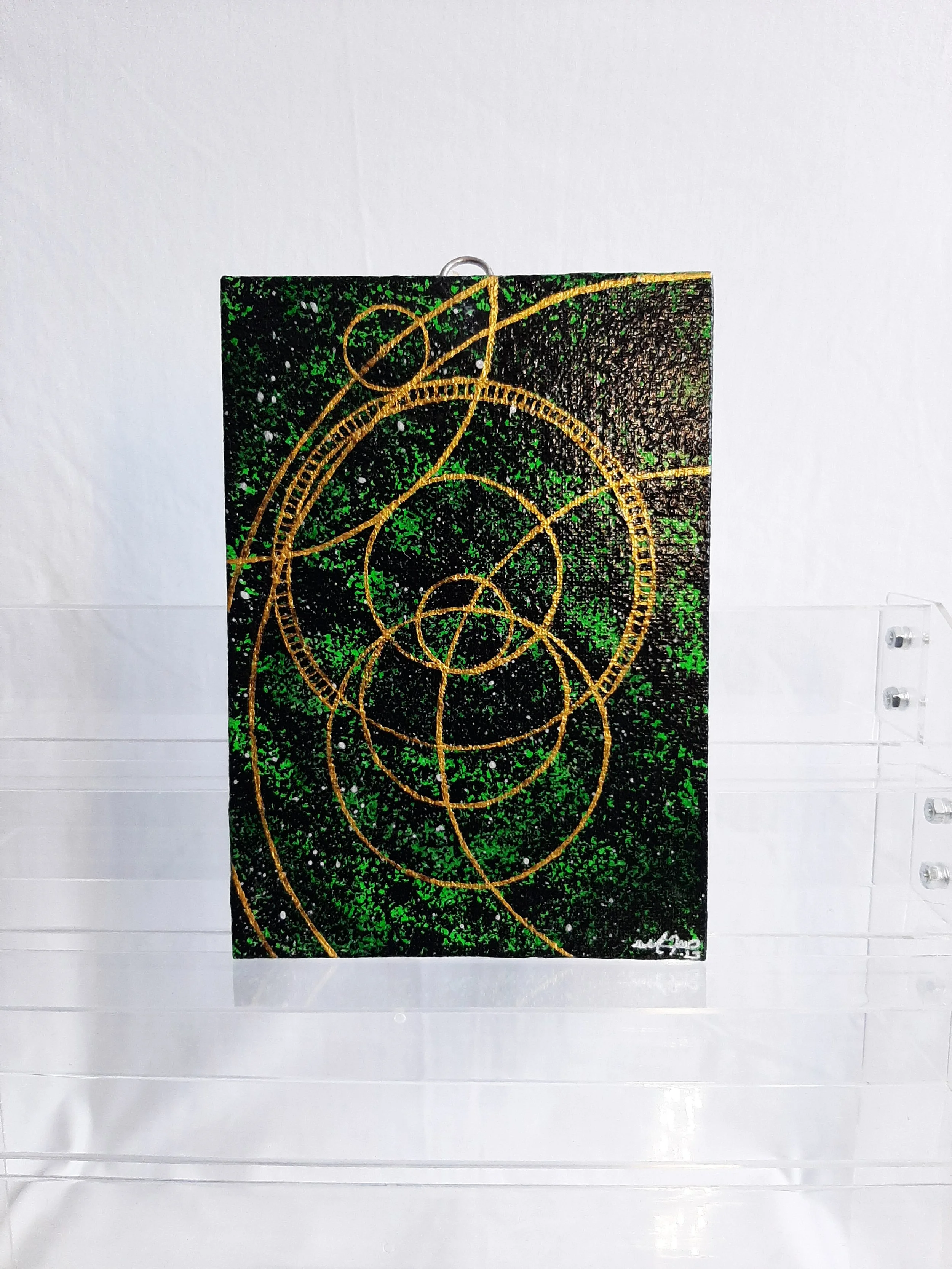 Loki's Whisper Original Painting galaxy space abstract with geometry concentric circles light language impression art
