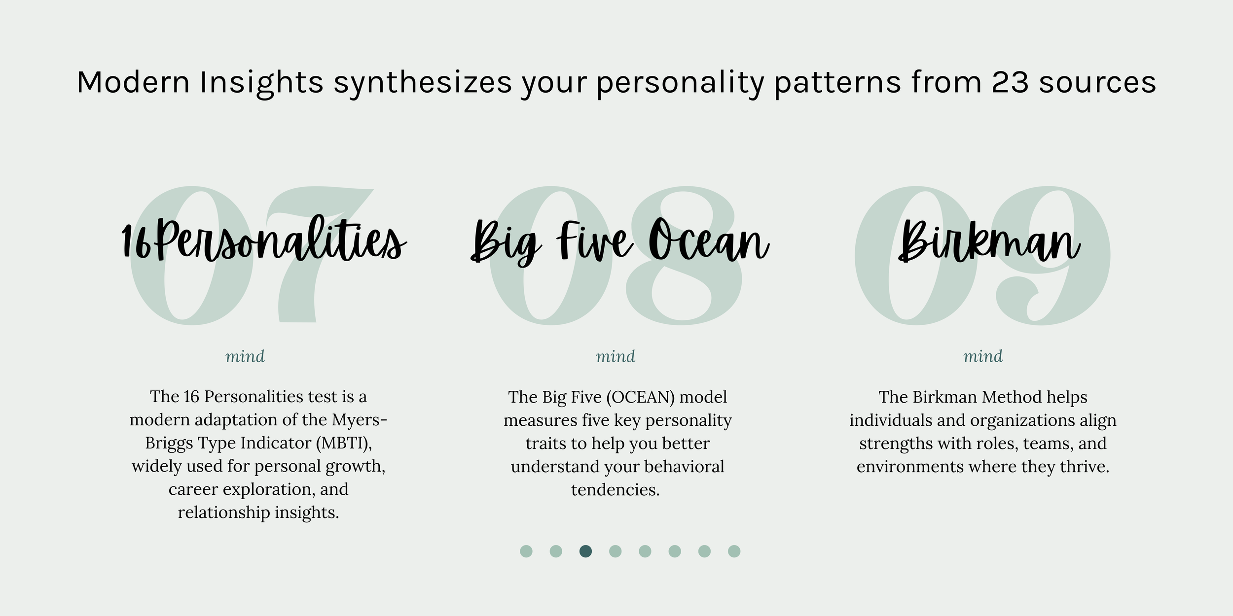 16Personalities, Myers Briggs, MBTI, Big Five Ocean, Birkman, Birkman Method