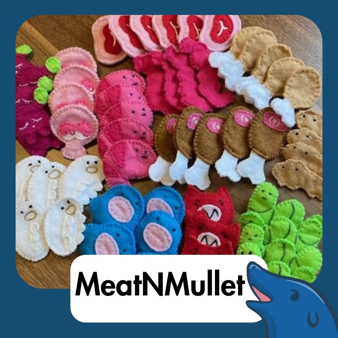 Introducing our Scenic Stitches Spectacle vendor:

&ldquo;MeatNMullet&rsquo;s style is soft and playful, but not afraid to be a little strange. All plushies, felt pins, and fleece keychains are handmade and hand stitched. Designs for each plushie are