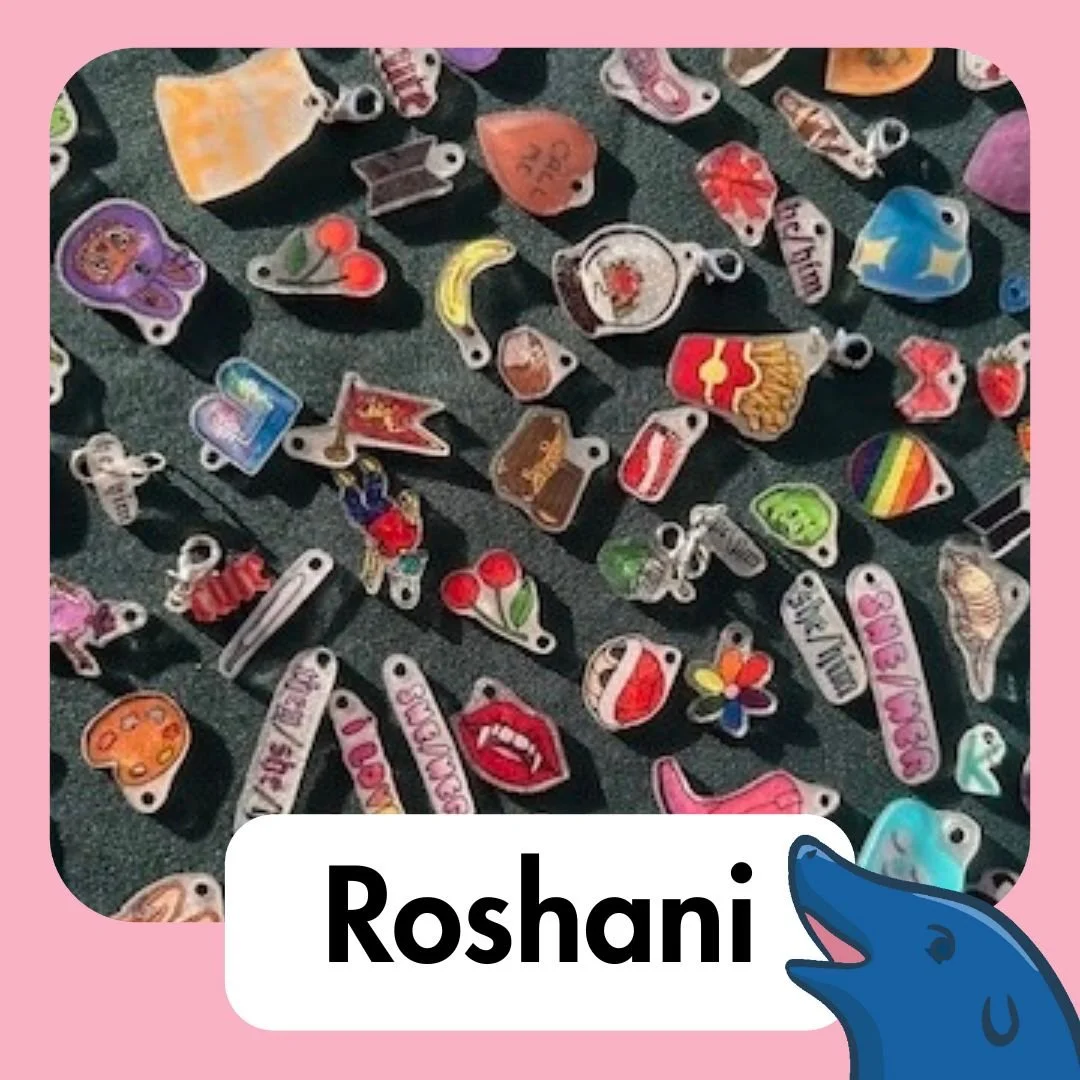 Introducing our Scenic Stitches Spectacle Vendor:

&ldquo;Roshani is a queer brown artist from Knoxville  They create linoleum block prints as well as hand drawn charms. For the scenic stitches market, they are featuring their charms as stitch marker