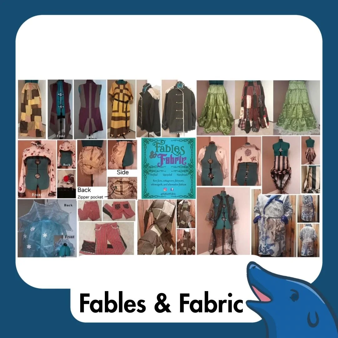 Meet our Scenic Stitches Spectacle Vendor:

&ldquo;Fables &amp; Fabric sells thrifted, upcycled, and handmade fashions in numerous styles, including Ren Faire, cottagecore, fairycore, whimsigoth, and alternative. Mandy and her husband G.D. Burkhead a