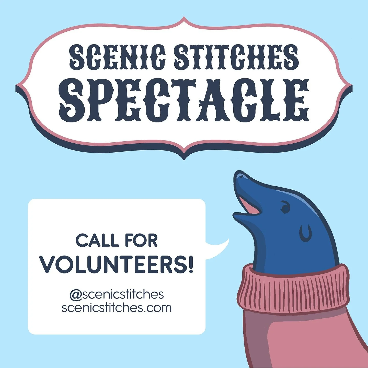 Volunteers needed for the Scenic Stitches Spectacle! 

Come be a part of this event by volunteering with us! Most volunteer slots are to help with the oversized fiber arts equipment, so you&rsquo;ll be playing, too. 

More info and volunteer signup i