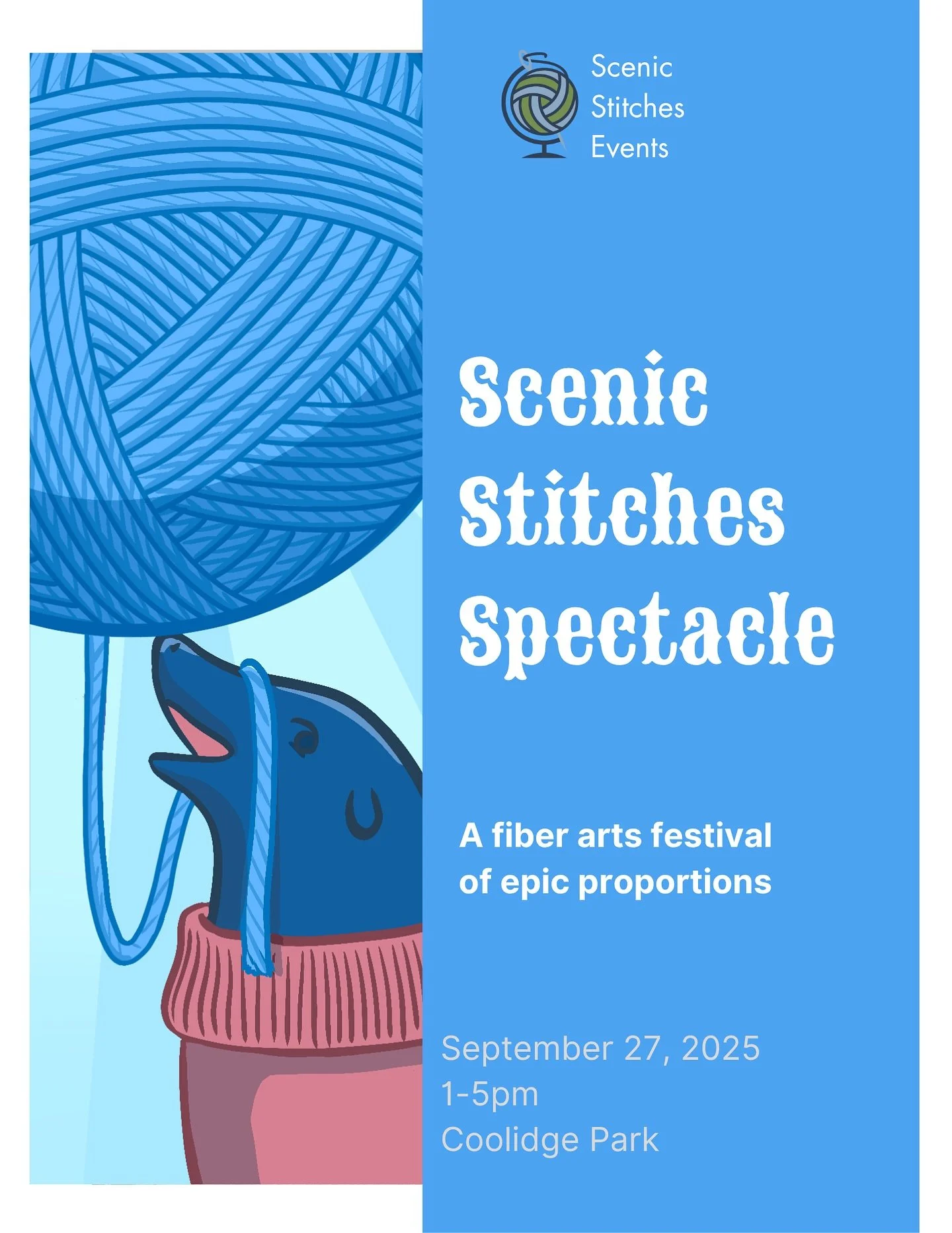THIS WEEKEND come to Coolidge Park on Saturday, September 27, 1-5pm for the Scenic Stitches Spectacle! 

Free to attend, this family-friendly event will feature a vendor market, performers, fiber artist demonstrations, a yarn bomb* installation, and 
