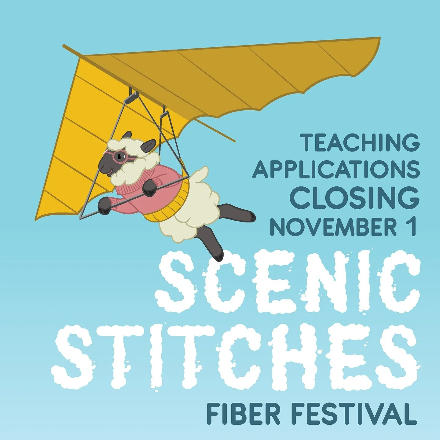 Reminder that teaching applications for the upcoming Scenic Stitches Fiber Festival are closing soon! 
Come teach at the Chattanooga Convention Center February 28-March 1, 2026 in Chattanooga, Tennessee. More details on our website scenicstitches(.)