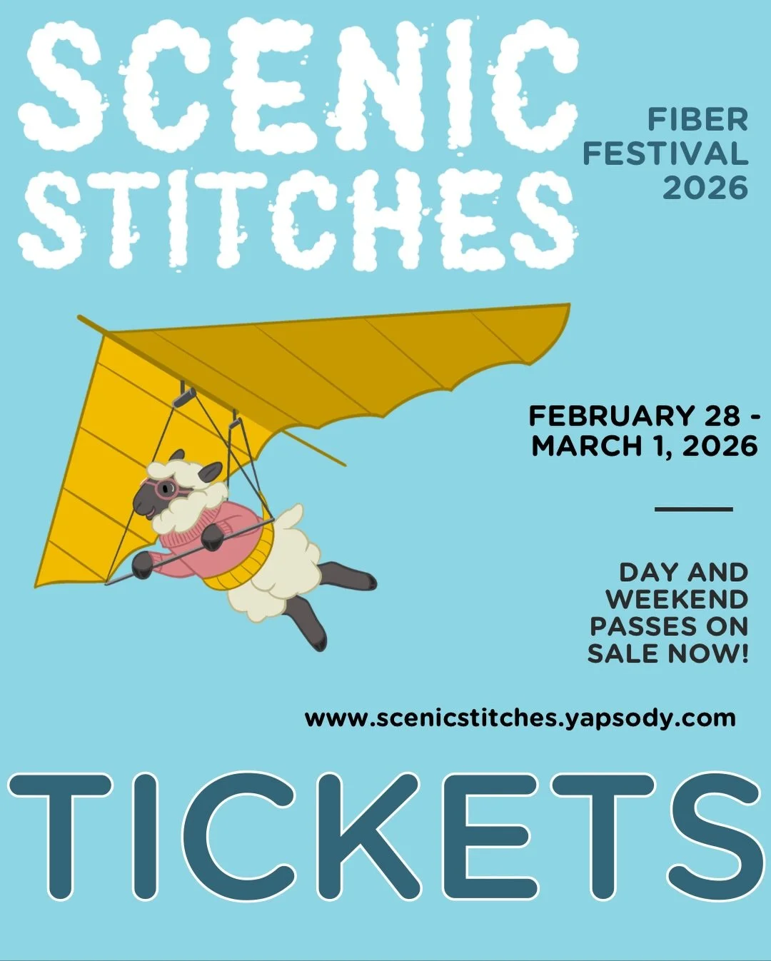 The Scenic Stitches Fiber Festival 2026 is coming up fast! 
🛍️ MORE vendors for a variety of fiber arts (and more - like flash tattoos!) 
📚 Classes for different fiber arts and skill levels 
🧶 Artist demos for those techniques you&rsquo;ve been cu