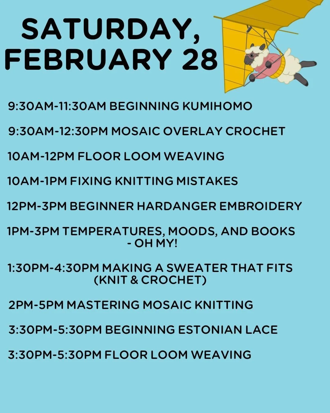 Saturday classes are here! Join us at the Chattanooga Convention Center for a wide selection of classes throughout the day. 

Tickets are limited:
scenicstitches.yapsody(.)com