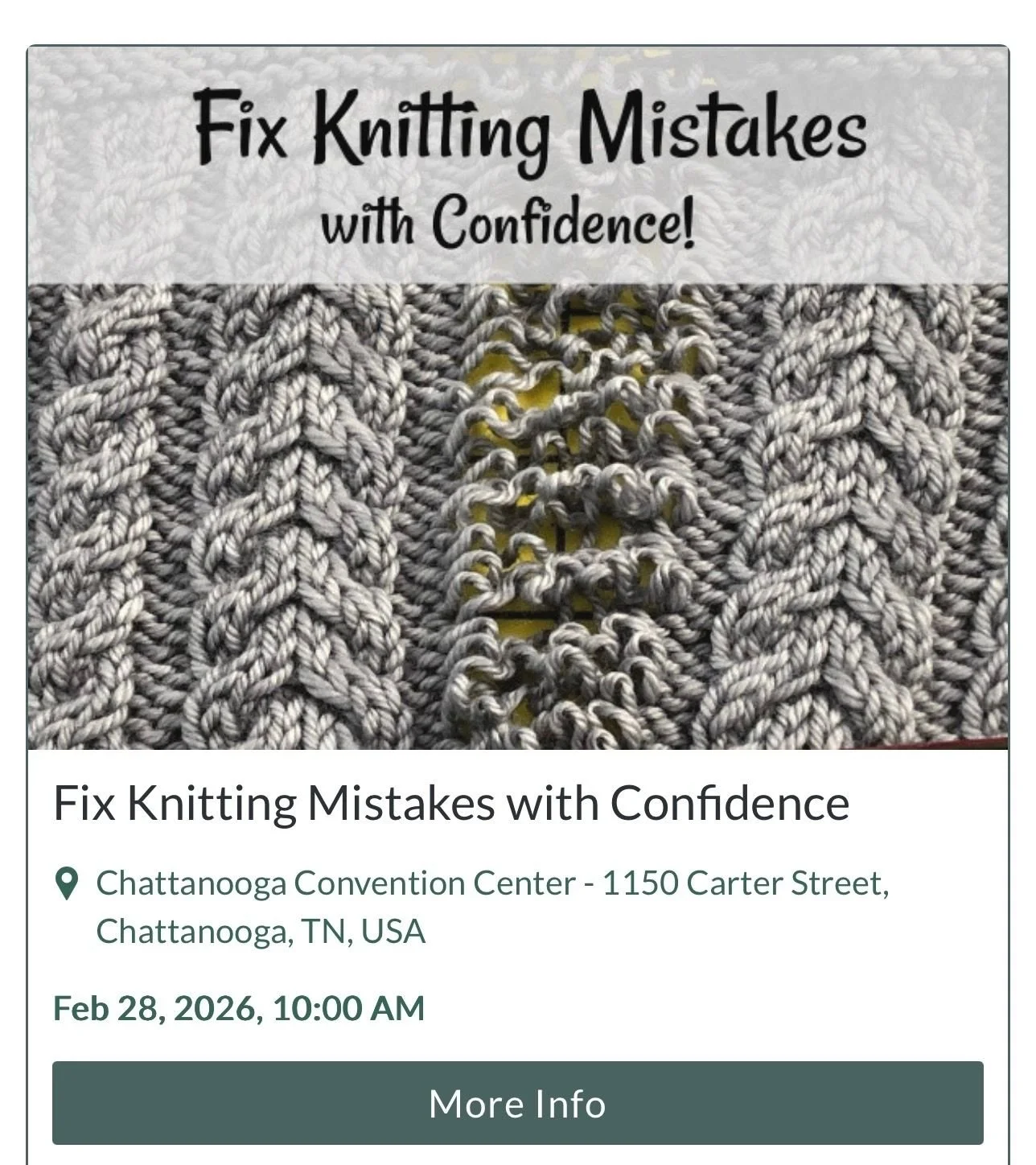 Scenic Stitches Fiber Festival Class Spotlight: Fix Knitting Mistakes With Confidence

Mistakes happen&mdash;even to the most experienced knitters. This hands-on course is designed to empower knitters of all levels to recognize, understand, and confi