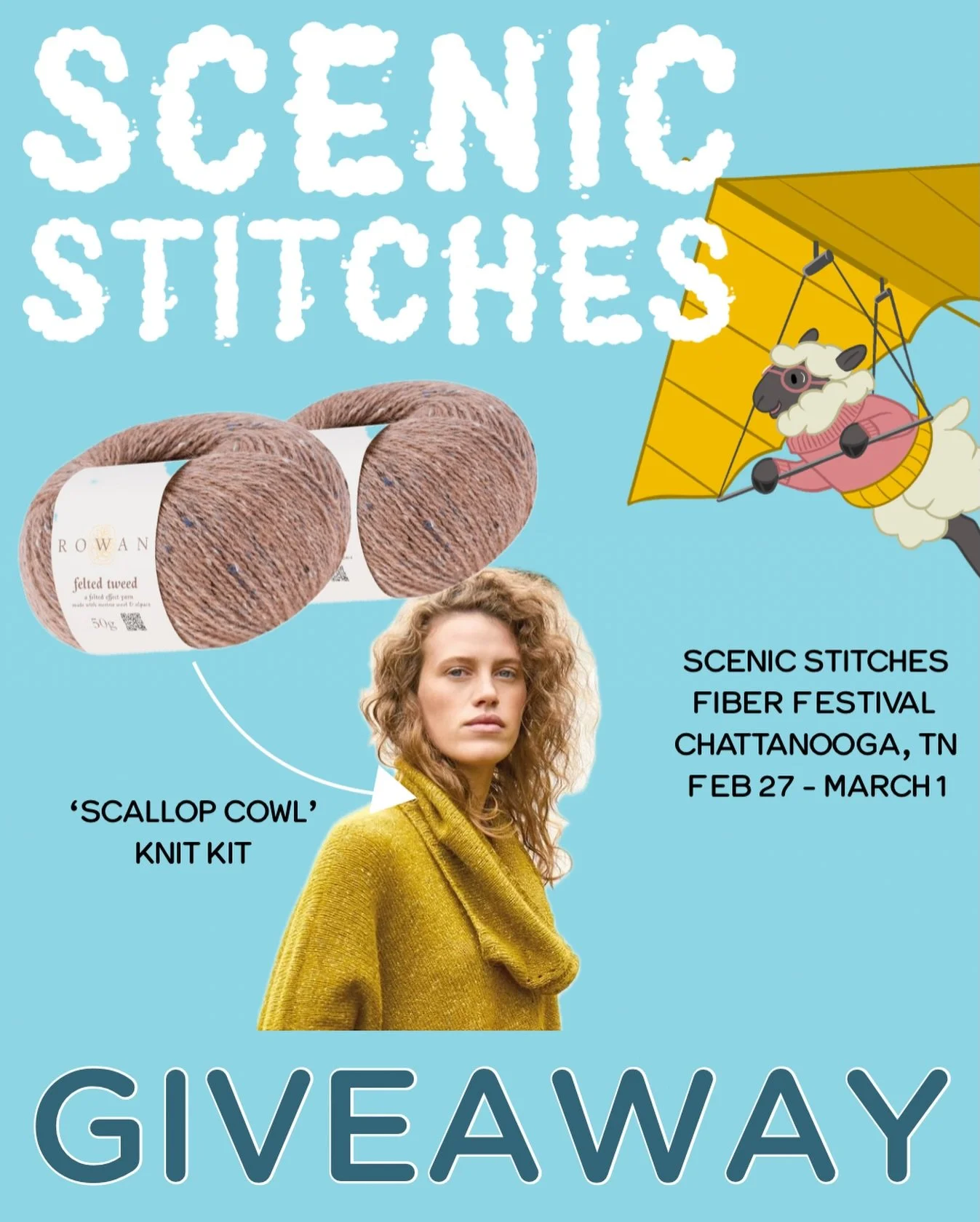 G I V E A W A Y 

The Scenic Stitches Fiber Festival is coming up! To help celebrate, @dmc_crafts has donated some fun prizes for us to give away! This prize is a 2-pack of Rowan &ldquo;Felted Tweed&rdquo; yarn in the color shown, plus the &ldquo;Sca