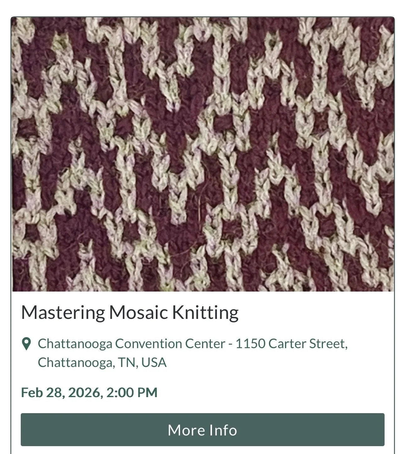 Scenic Stitches Fiber Festival Class Spotlight: Mastering Mosaic Knitting

In this hands-on workshop, students will learn the fundamentals of mosaic knitting, including reading mosaic charts, slipping stitches, and creating stunning geometric pattern