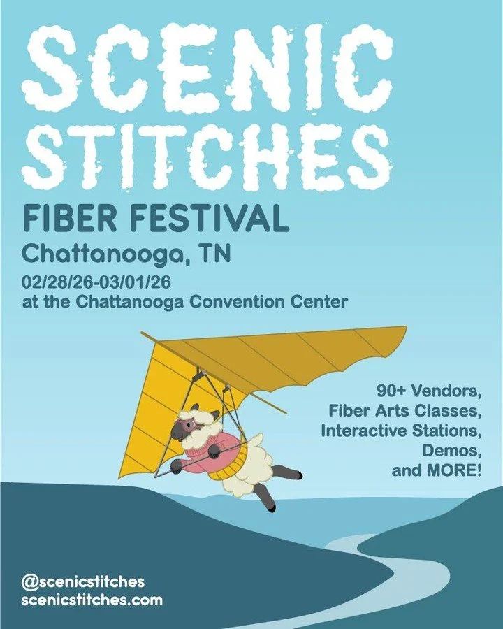 THIS WEEKEND 

The Scenic Stitches Fiber Festival is happening February 27-March 1 in Chattanooga, Tennessee! Join us for:
🛍️ 90+ vendors of fiber art supplies, art, jewelry, flash tattoos, and more
📚 a variety of classes (seats limited!)
🪡 live d