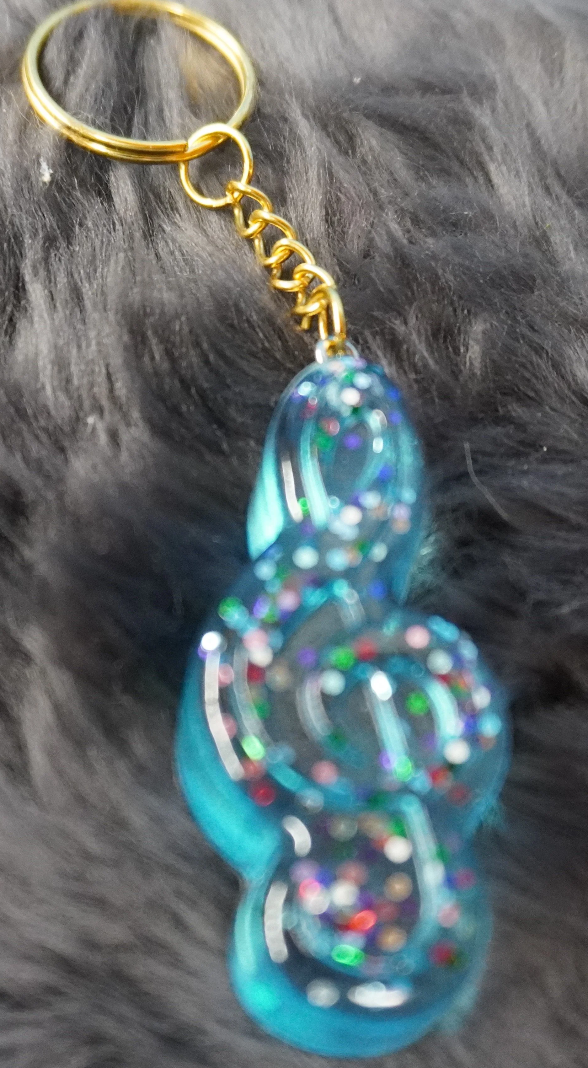 Handmade Blue Resin Swirl Keychain