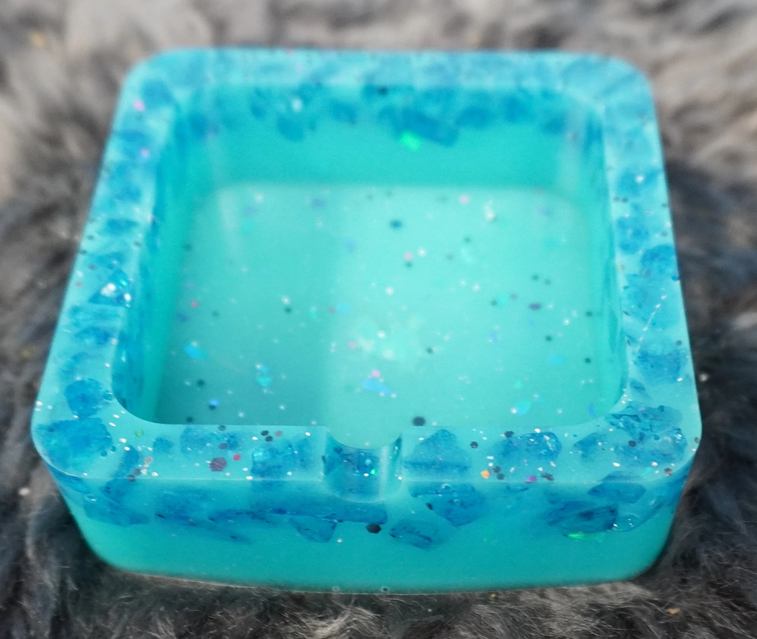 Shimmering Blue Crystal Resin Dish, Ashtray