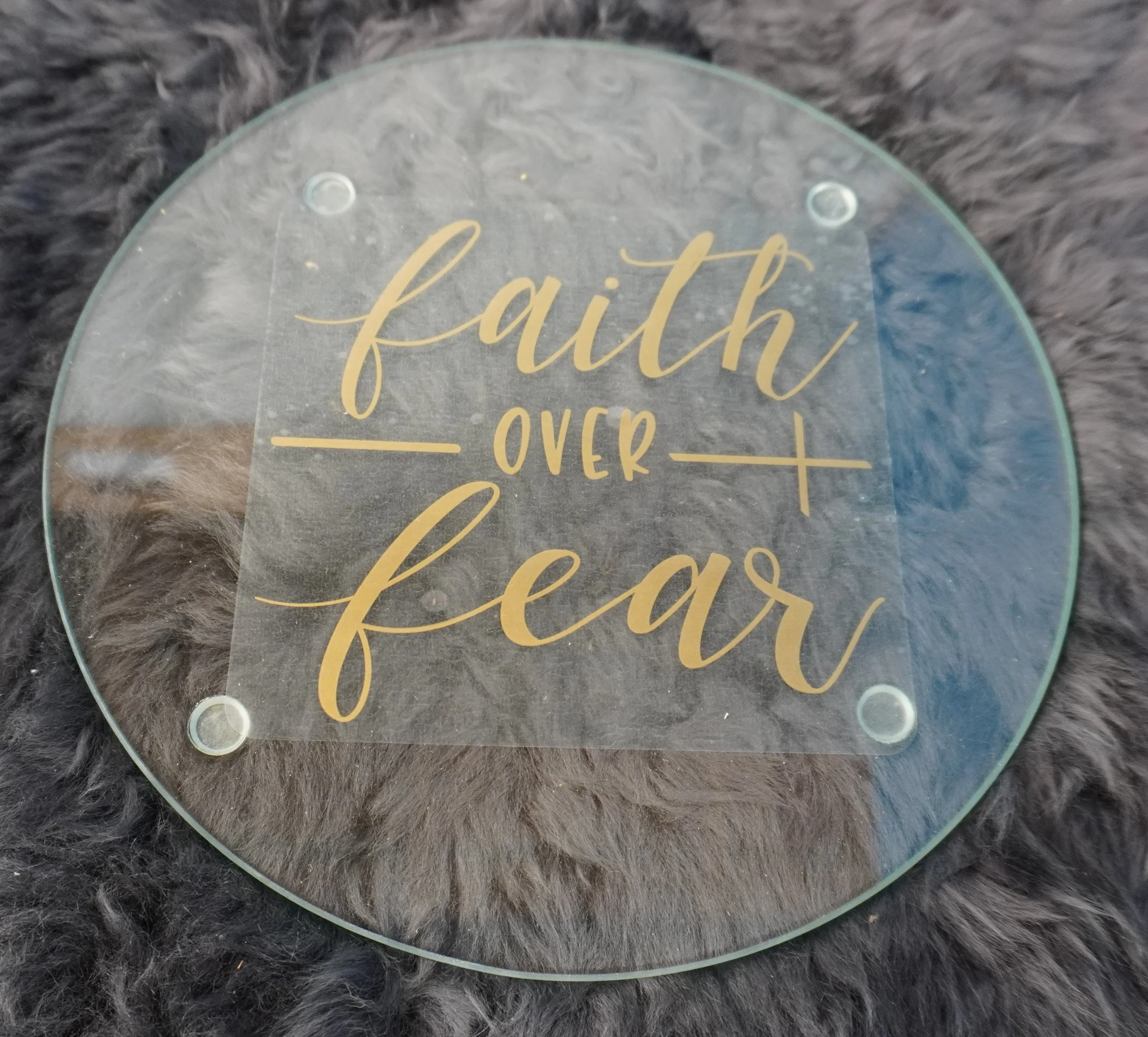 Faith Over Fear Glass Decor Plate