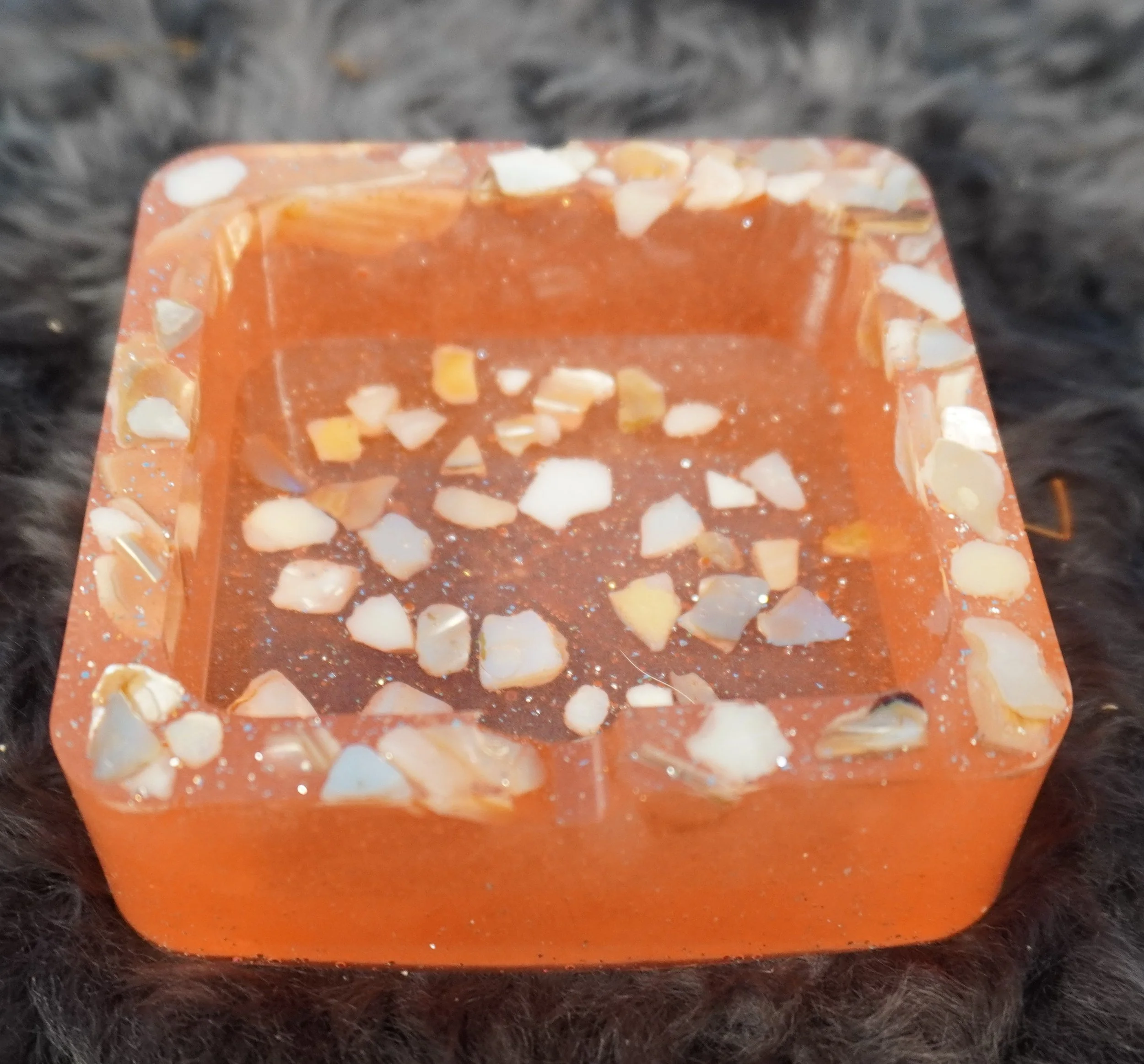 Ashtray orange with Mother of Perl 2.JPG