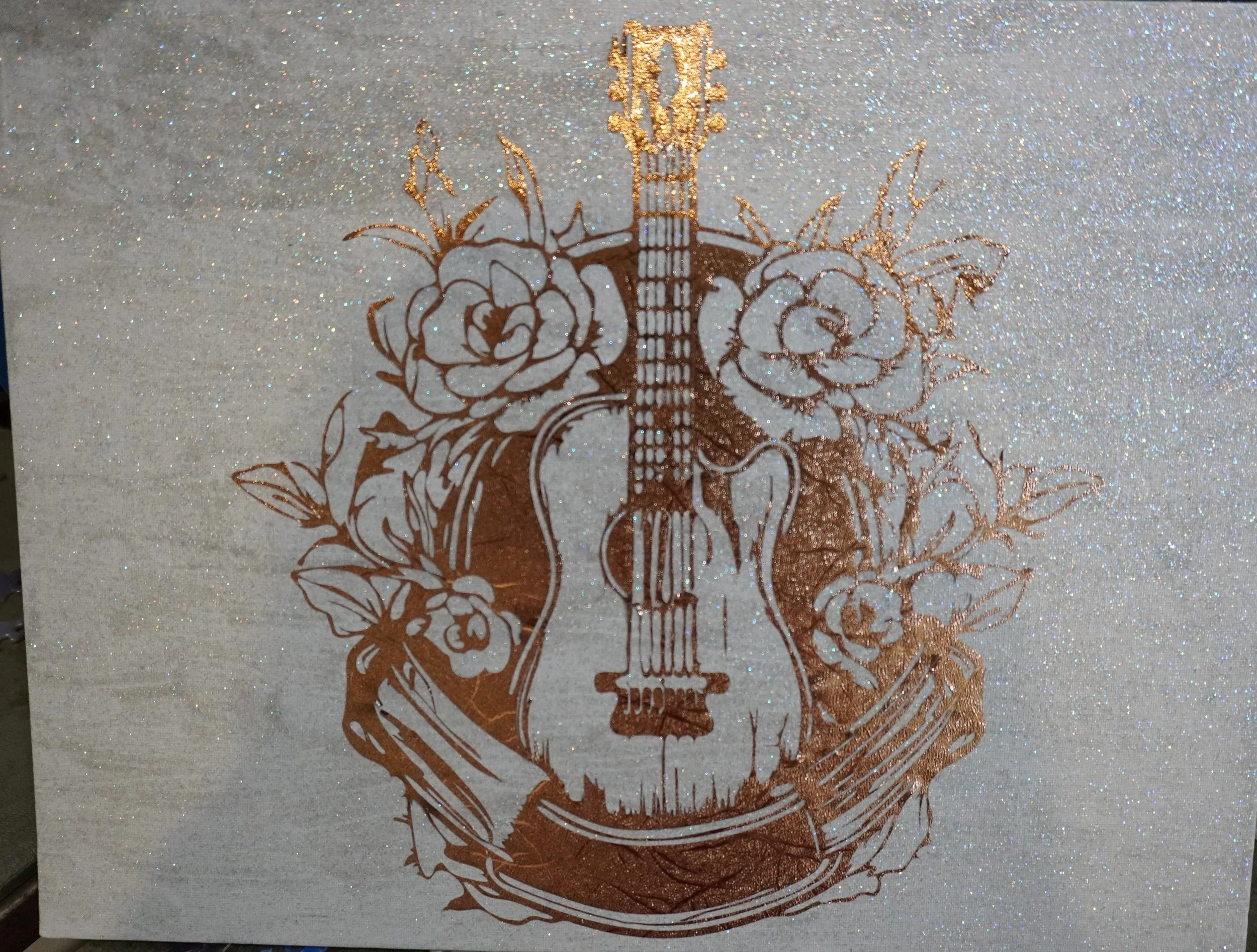 Handcrafted Guitar & Floral Wall Plaque