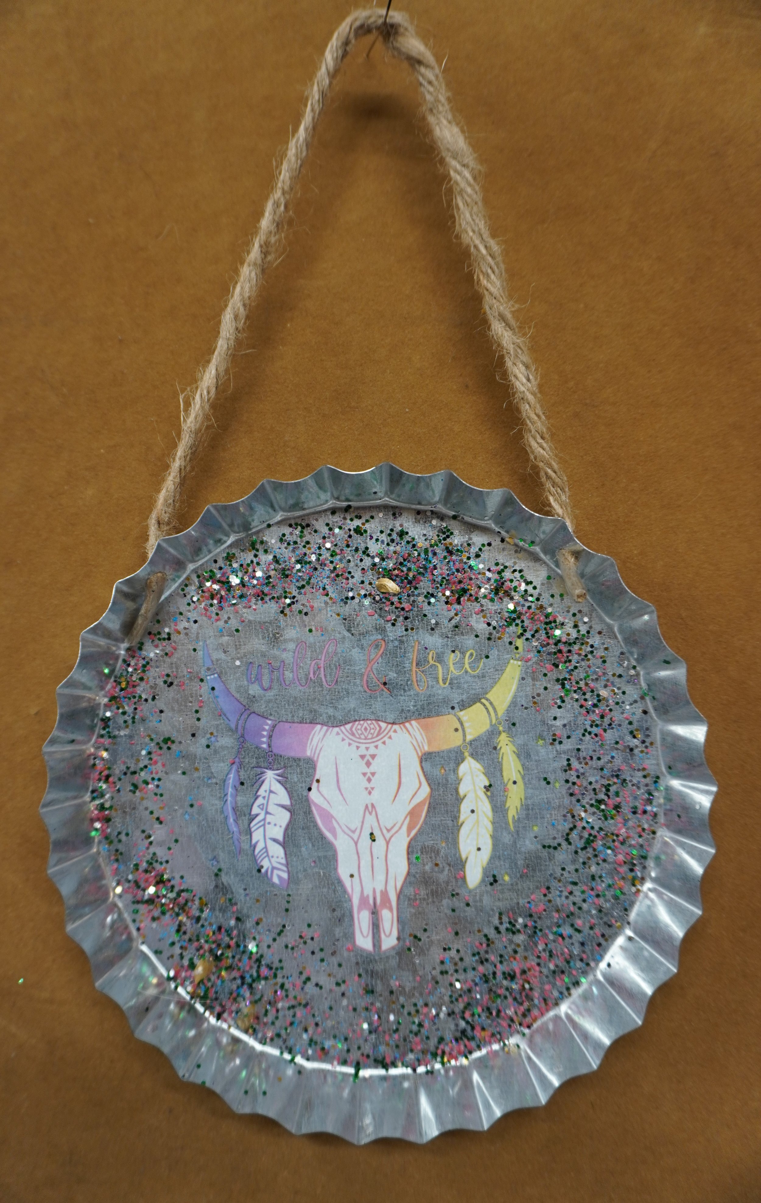 wall art bottle cap cow skull.JPG