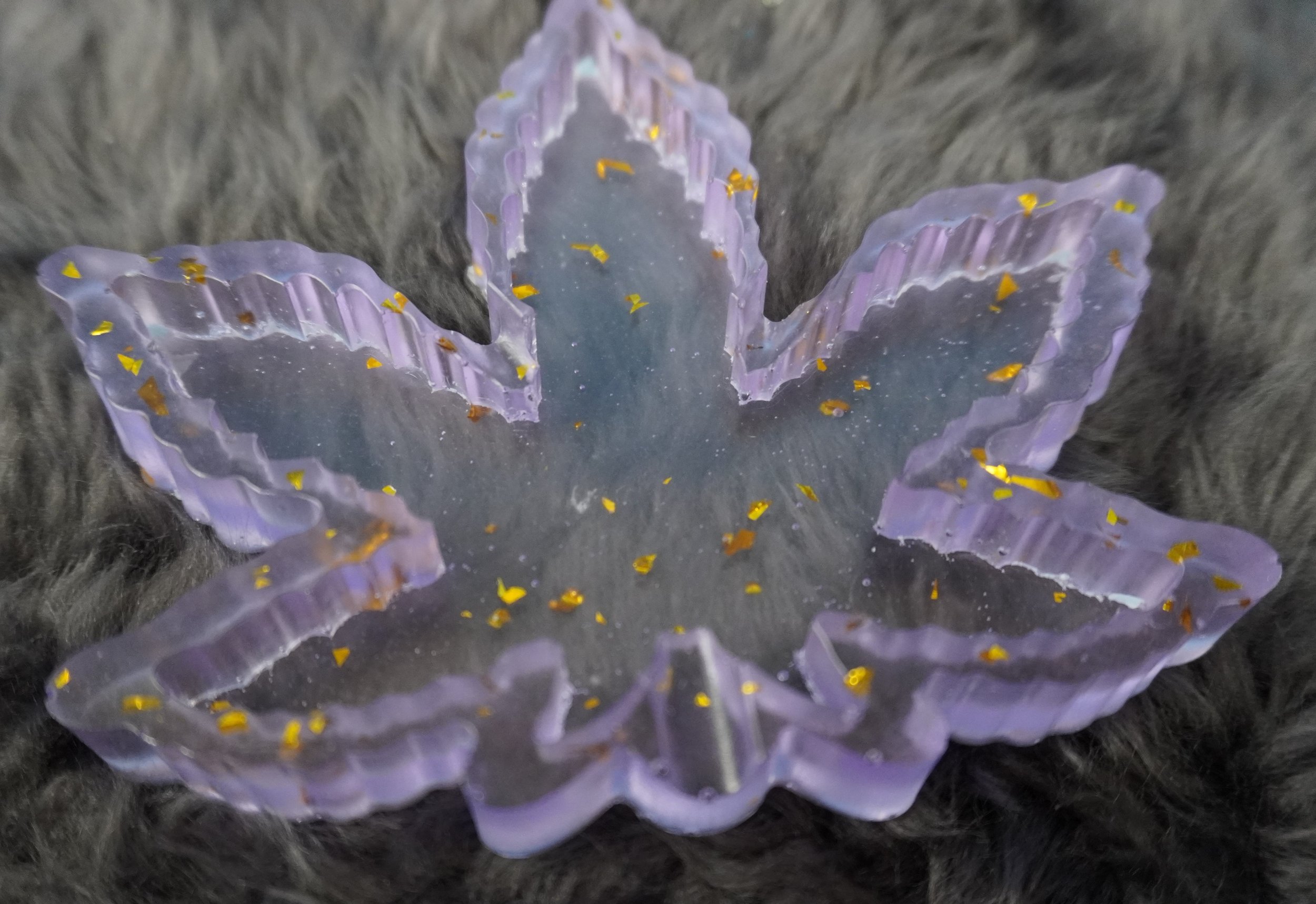 Handcrafted Purple and Gold Leaf Resin Trinket Dish