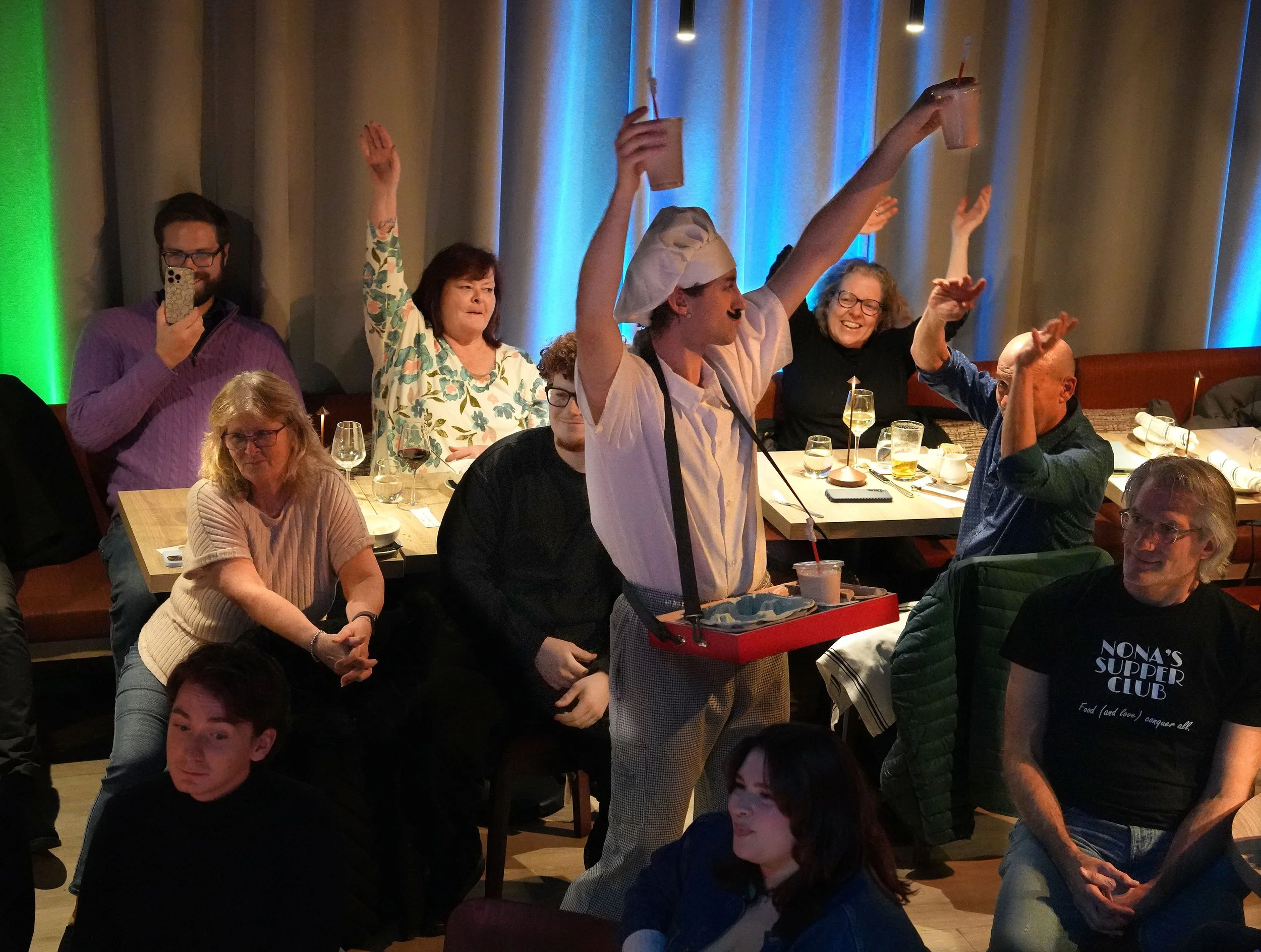 Nona's Supper Club - Chef hands out milkshakes to the guests