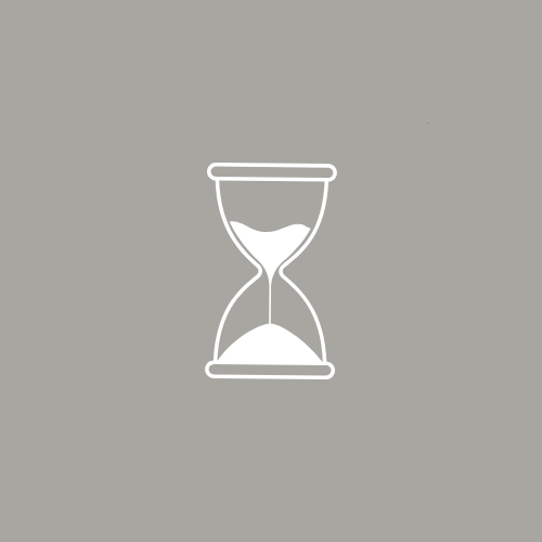 Icon of an hourglass on a blue background.