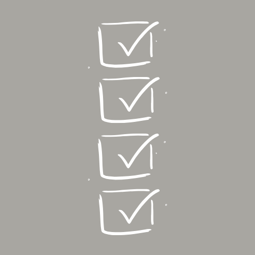 A blue background with four white checkmarks inside boxes, arranged vertically in a list.